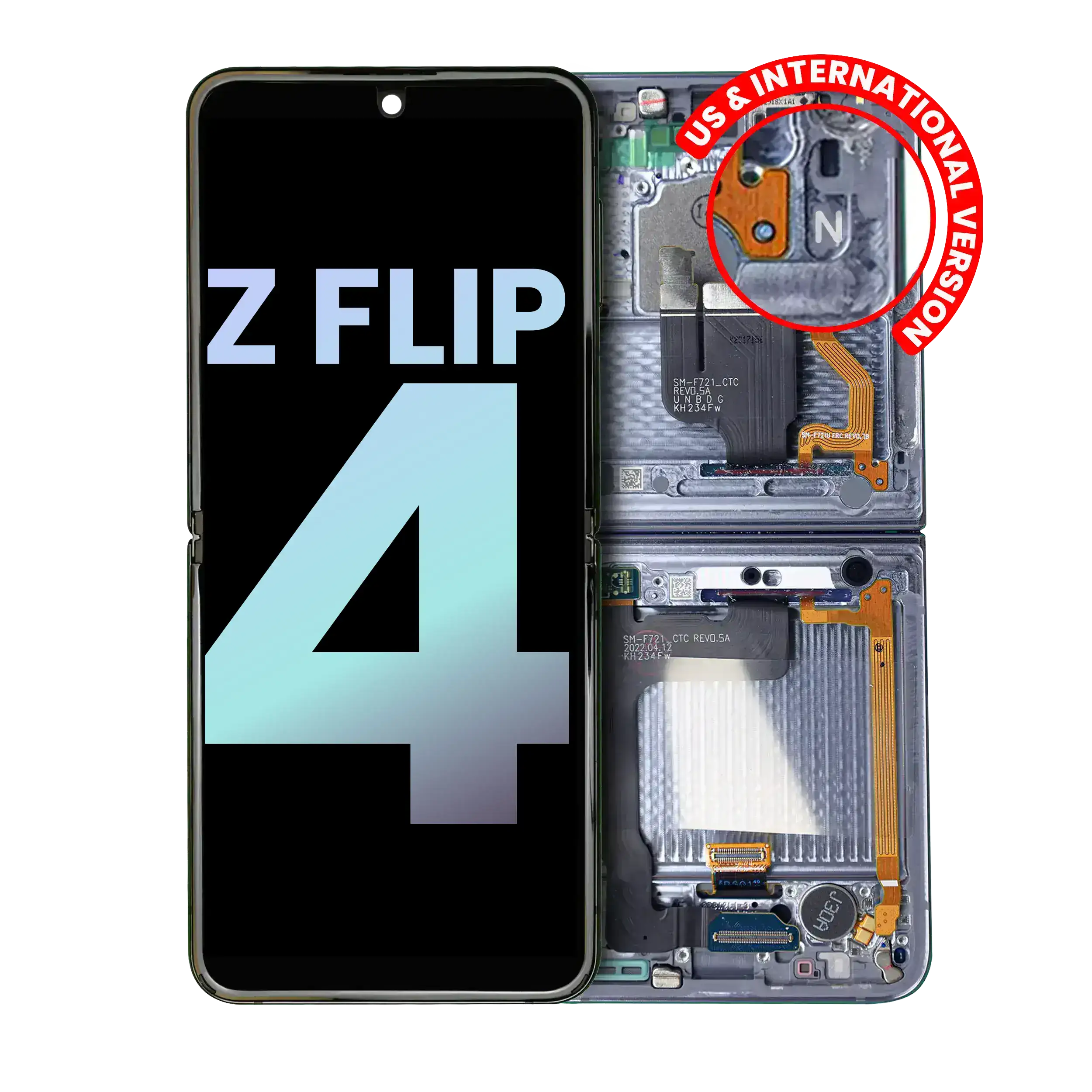 Inner OLED Display with Frame for Samsung Galaxy Z Flip 4 5G (US & International) (Service Pack) (Blue)