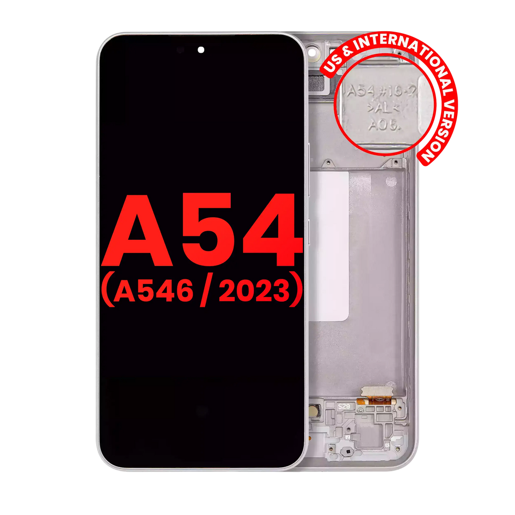 OLED-Display mit Rahmen für Samsung A54 5G Weiß Aftermarket Plus