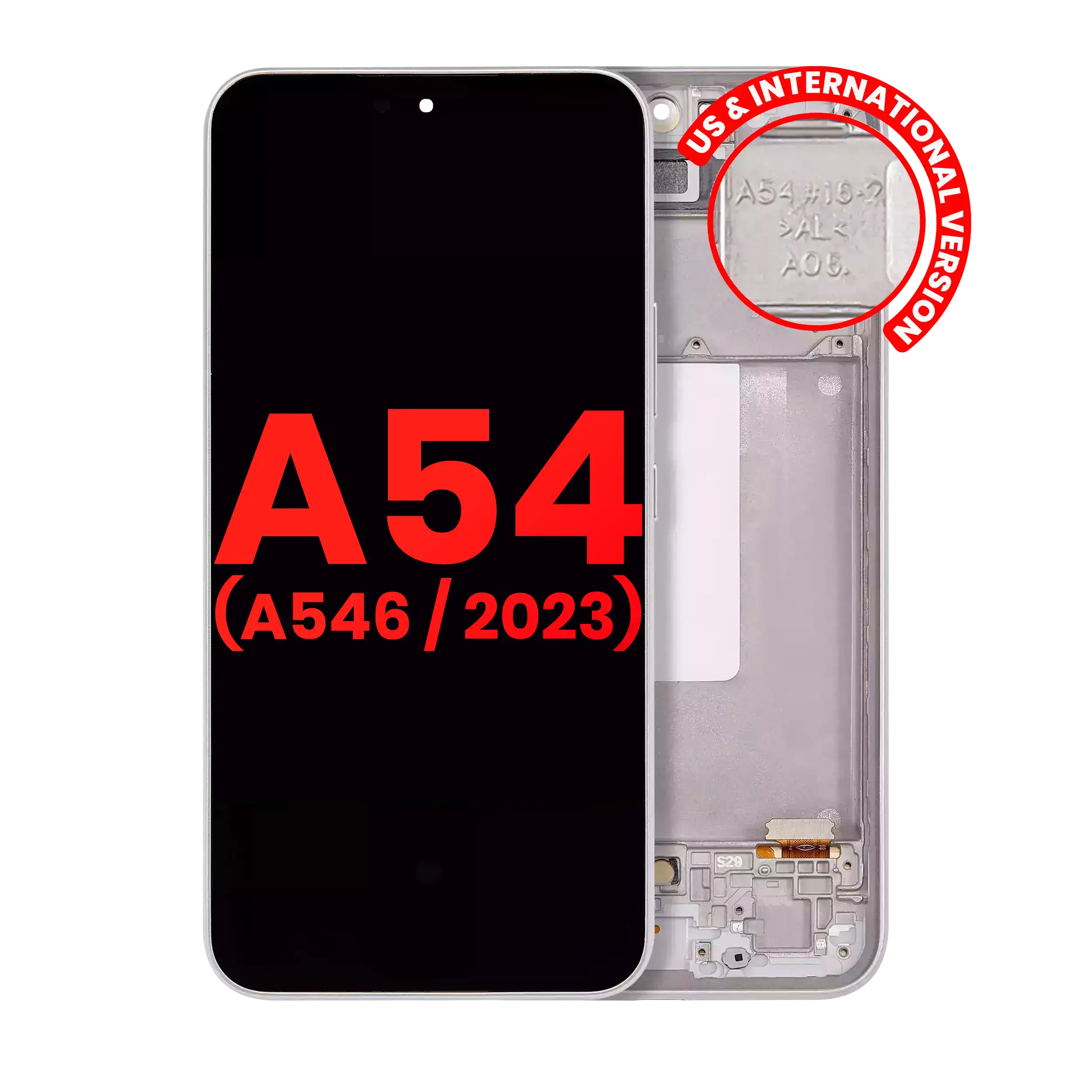 OLED-Display mit Rahmen für Samsung A54 5G Weiß Aftermarket Plus