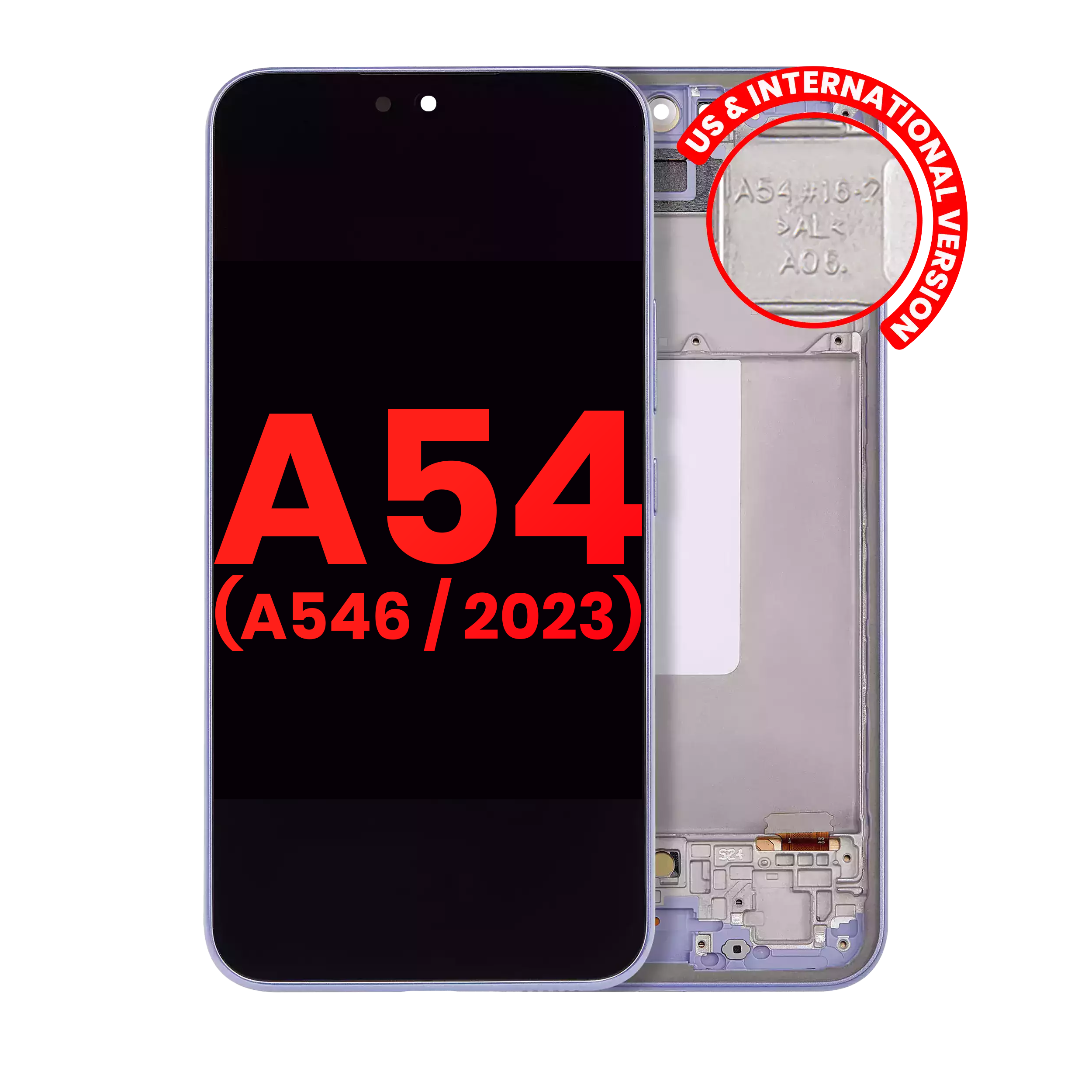 OLED-Display m. Rahmen f. Samsung A54 5G, Violet, Aftermarket Plus