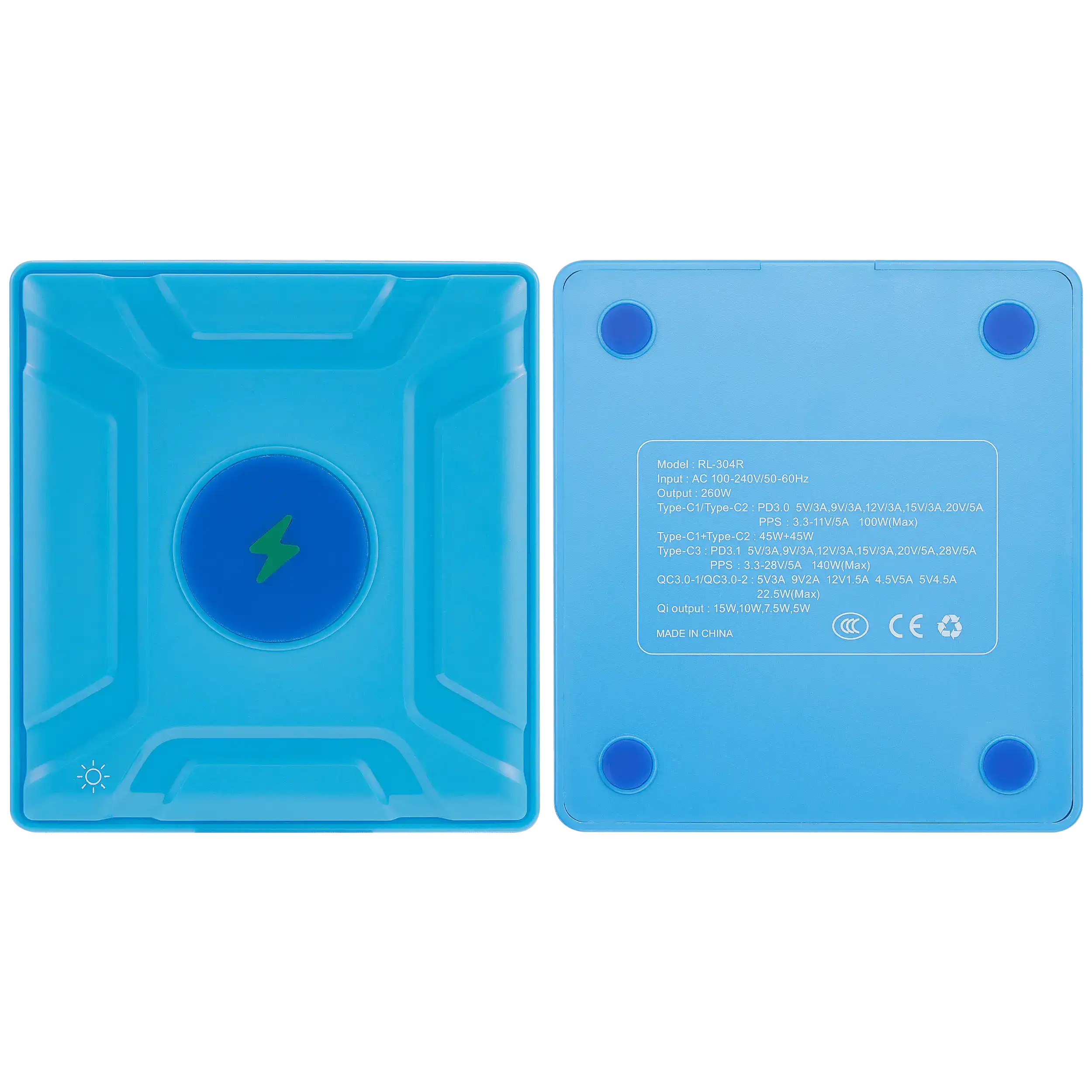 ReLife RL-304R 260W 6-in-1 GaN Multi-Port Wireless Charging Station (US Plug 110-220V)