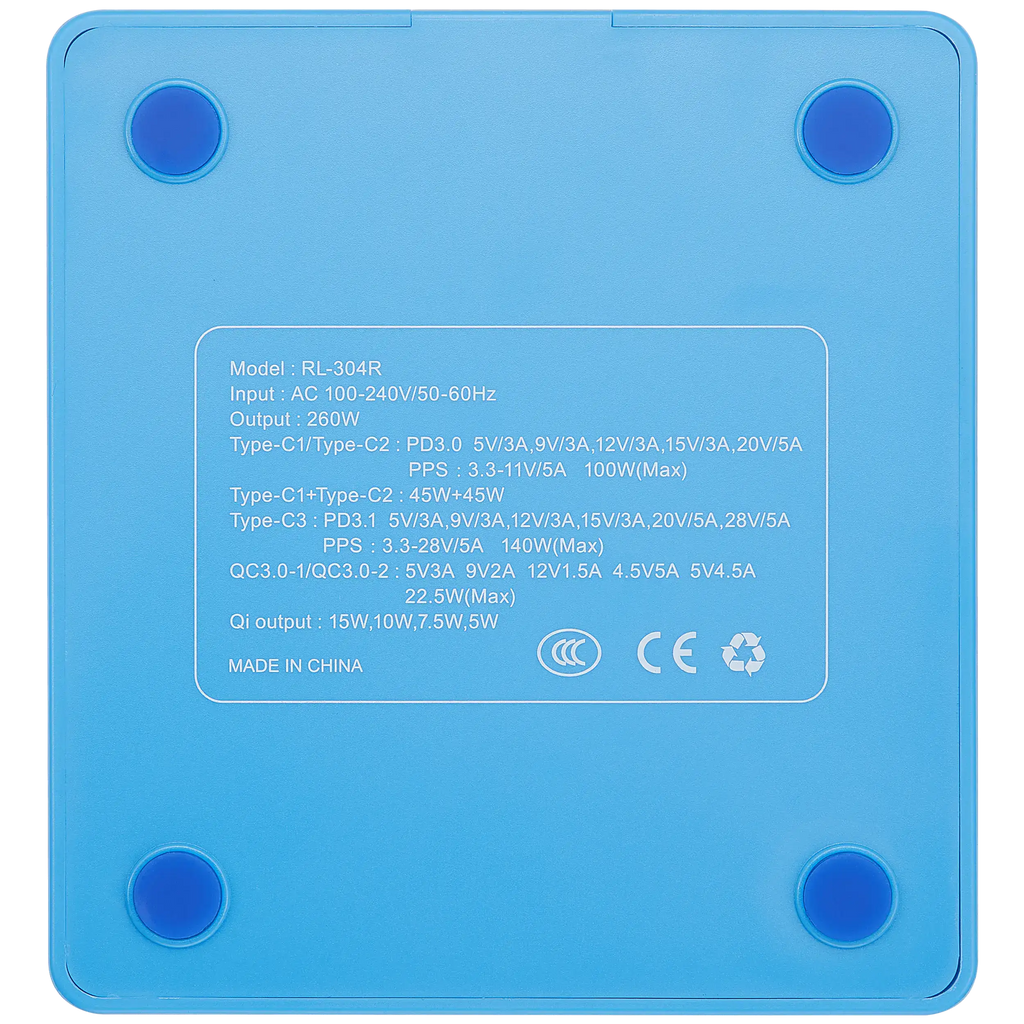 ReLife RL-304R 260W 6-in-1 GaN Multi-Port Wireless Charging Station (US Plug 110-220V)