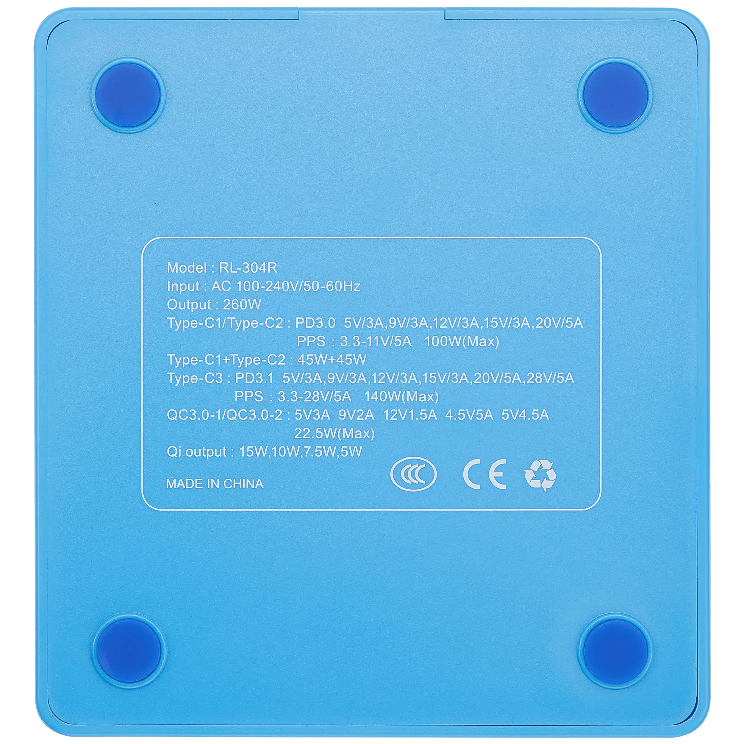 ReLife RL-304R 260W 6-in-1 GaN Multi-Port Wireless Charging Station (US Plug 110-220V)