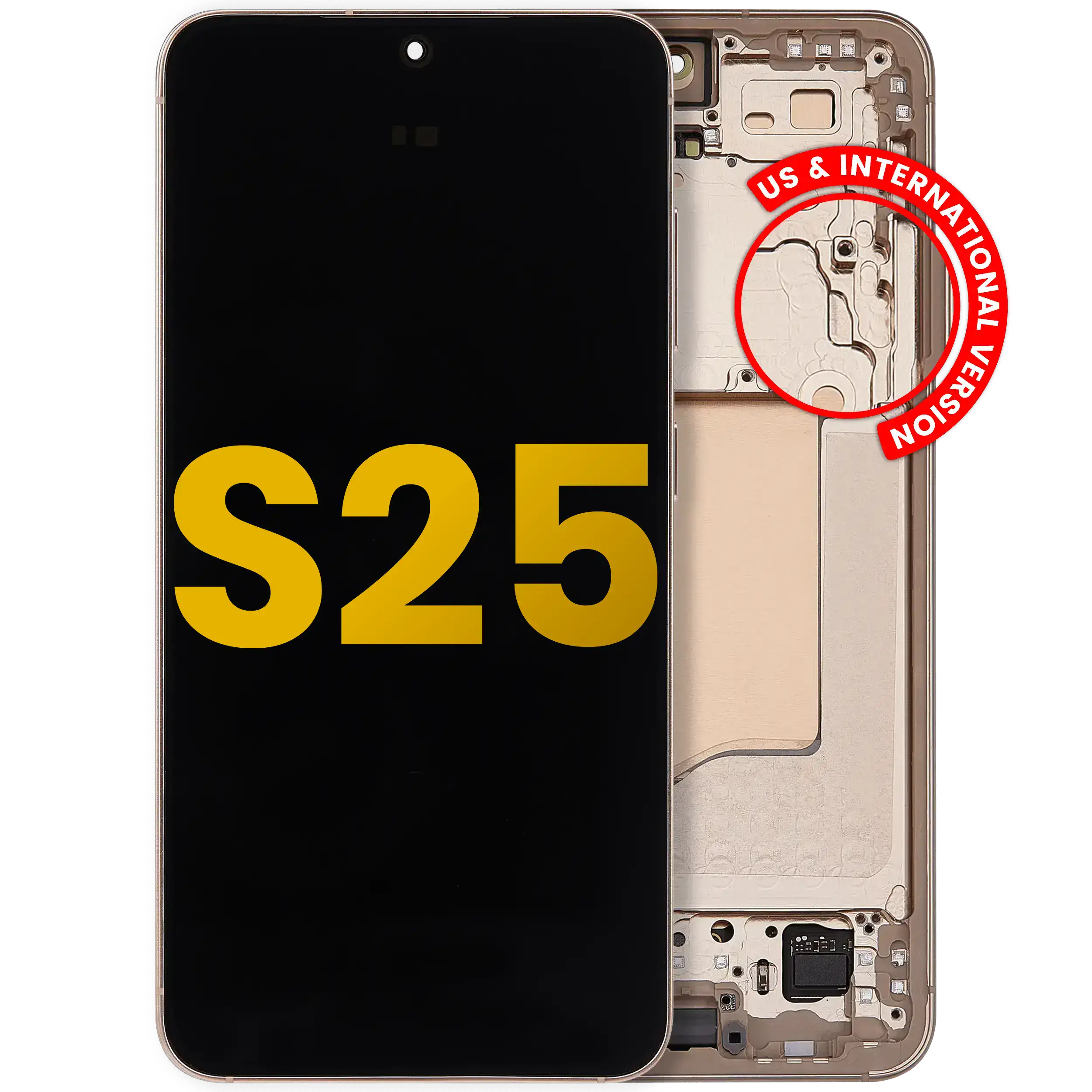 OLED-Display mit Rahmen für Samsung Galaxy S25 Pink Gold Refurbished