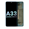 OLED-Display mit Rahmen für Samsung Galaxy A33 5G (Service Pack) Blau