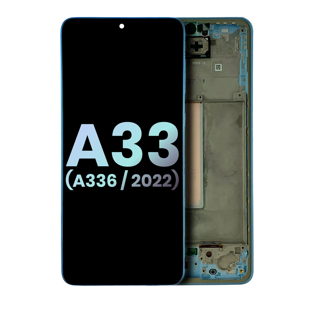 OLED-Display mit Rahmen für Samsung Galaxy A33 5G (Service Pack) Blau