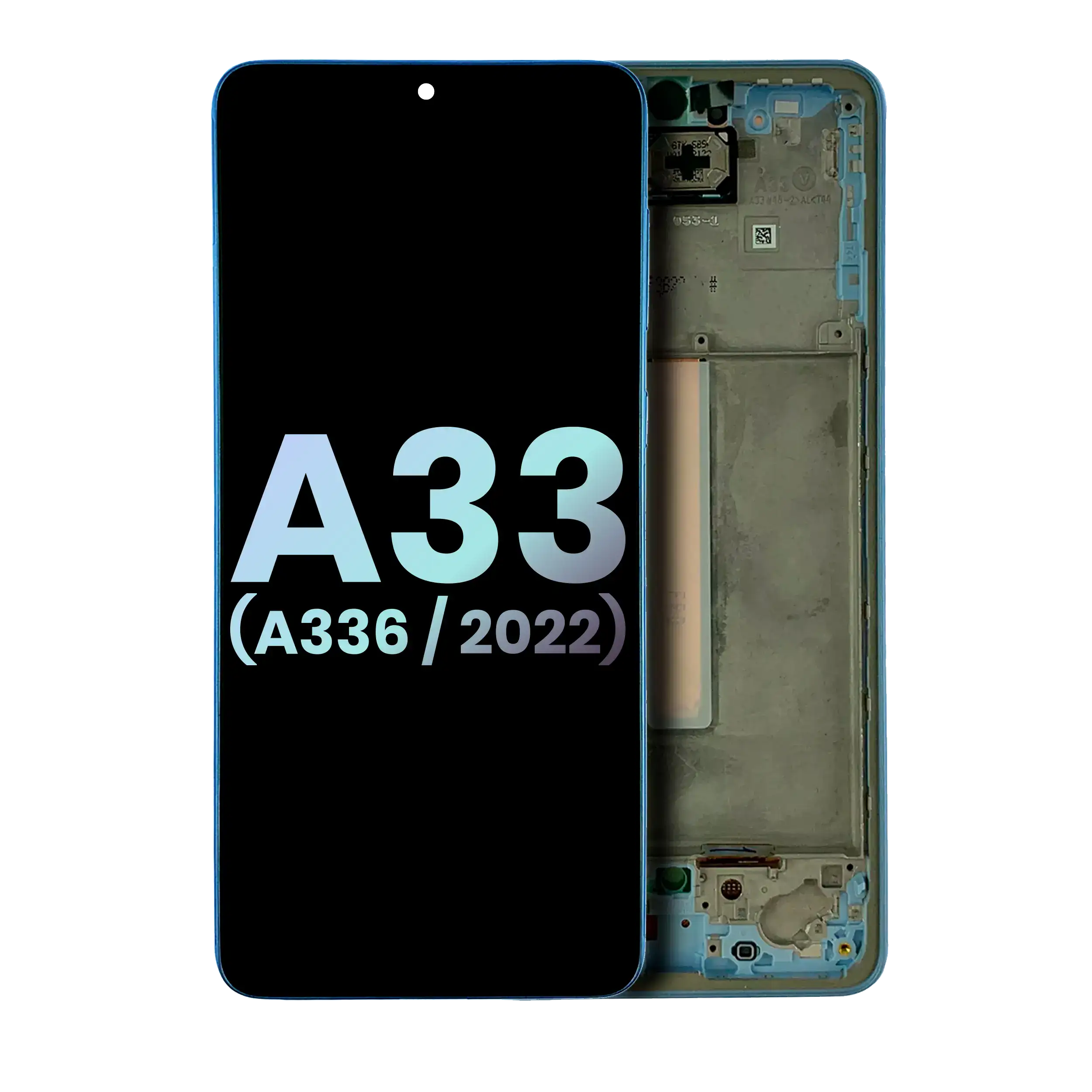OLED-Display mit Rahmen für Samsung Galaxy A33 5G (Service Pack) Blau