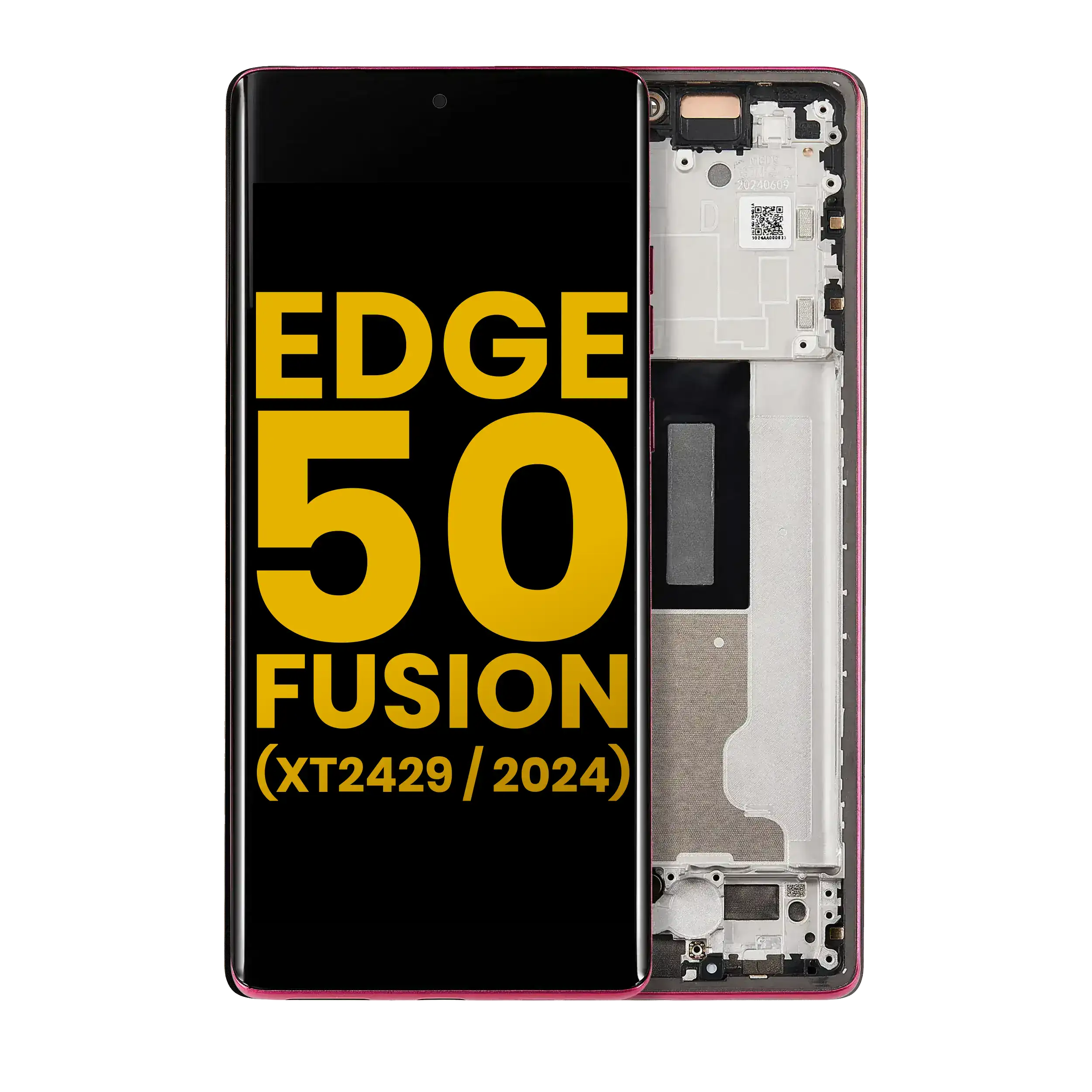 OLED Display with Frame for Motorola Moto Edge 50 Fusion 5G (XT2429 / 2024) (Refurbished) (Hot Pink)