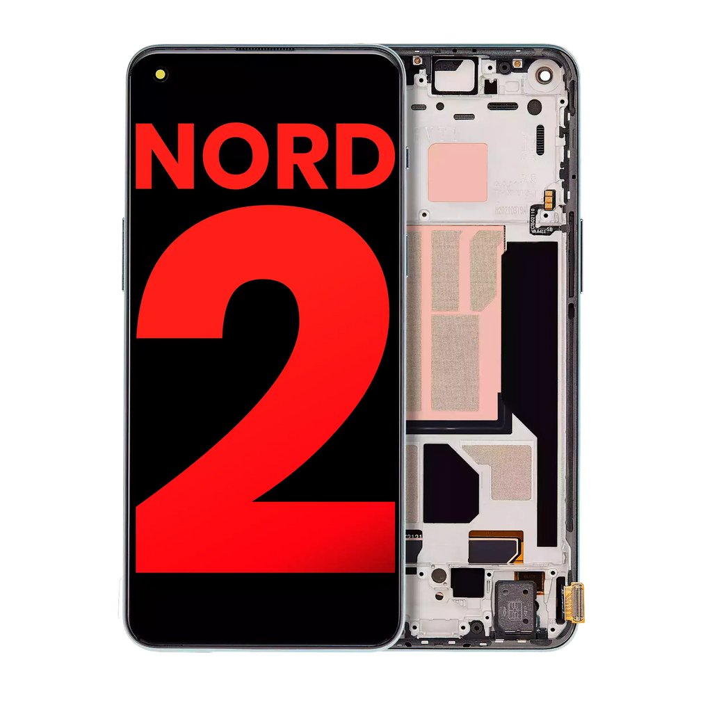 OLED Display with Frame for OnePlus Nord 2 5G (Aftermarket Plus) (Blue Haze)