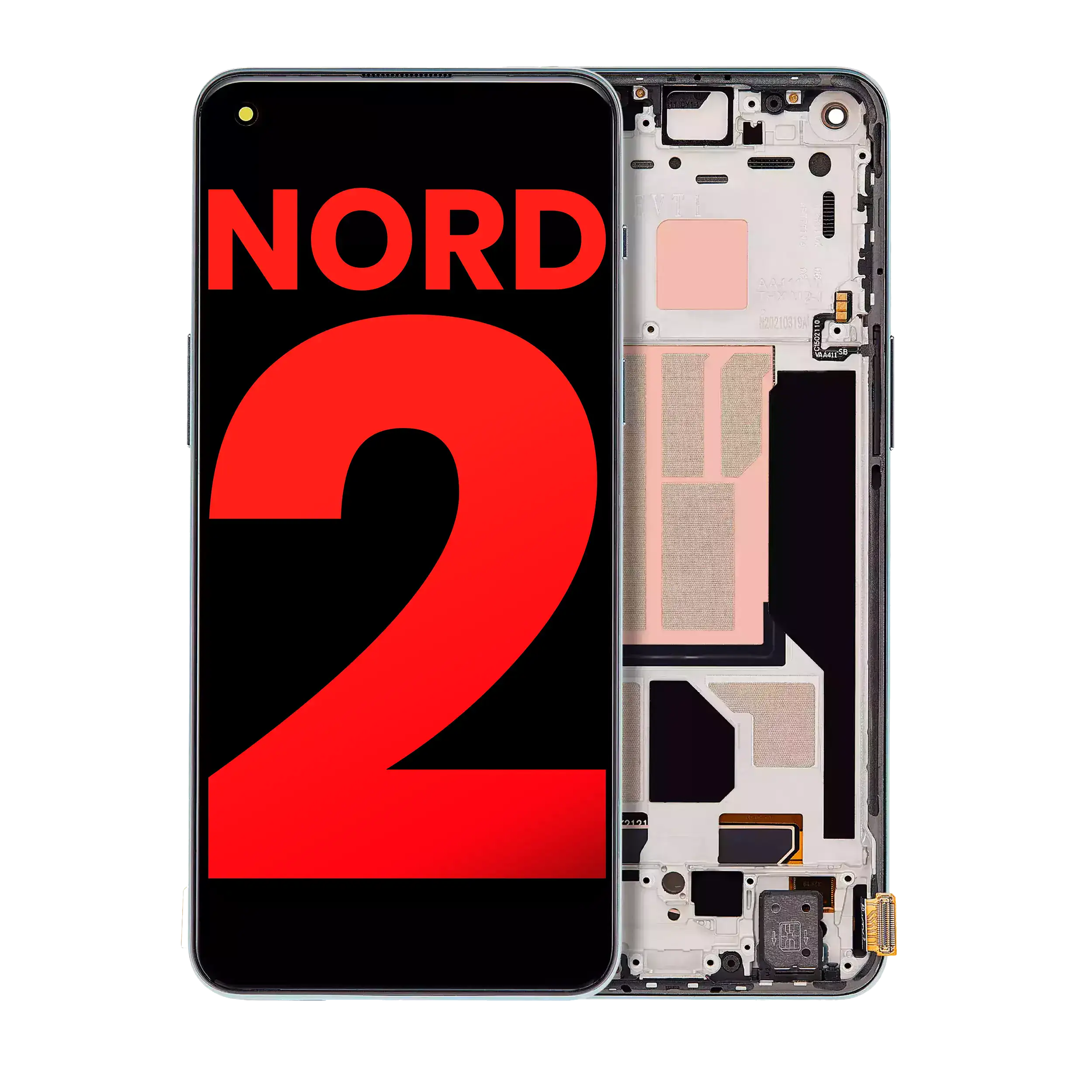 OLED Display with Frame for OnePlus Nord 2 5G (Aftermarket Plus) (Blue Haze)