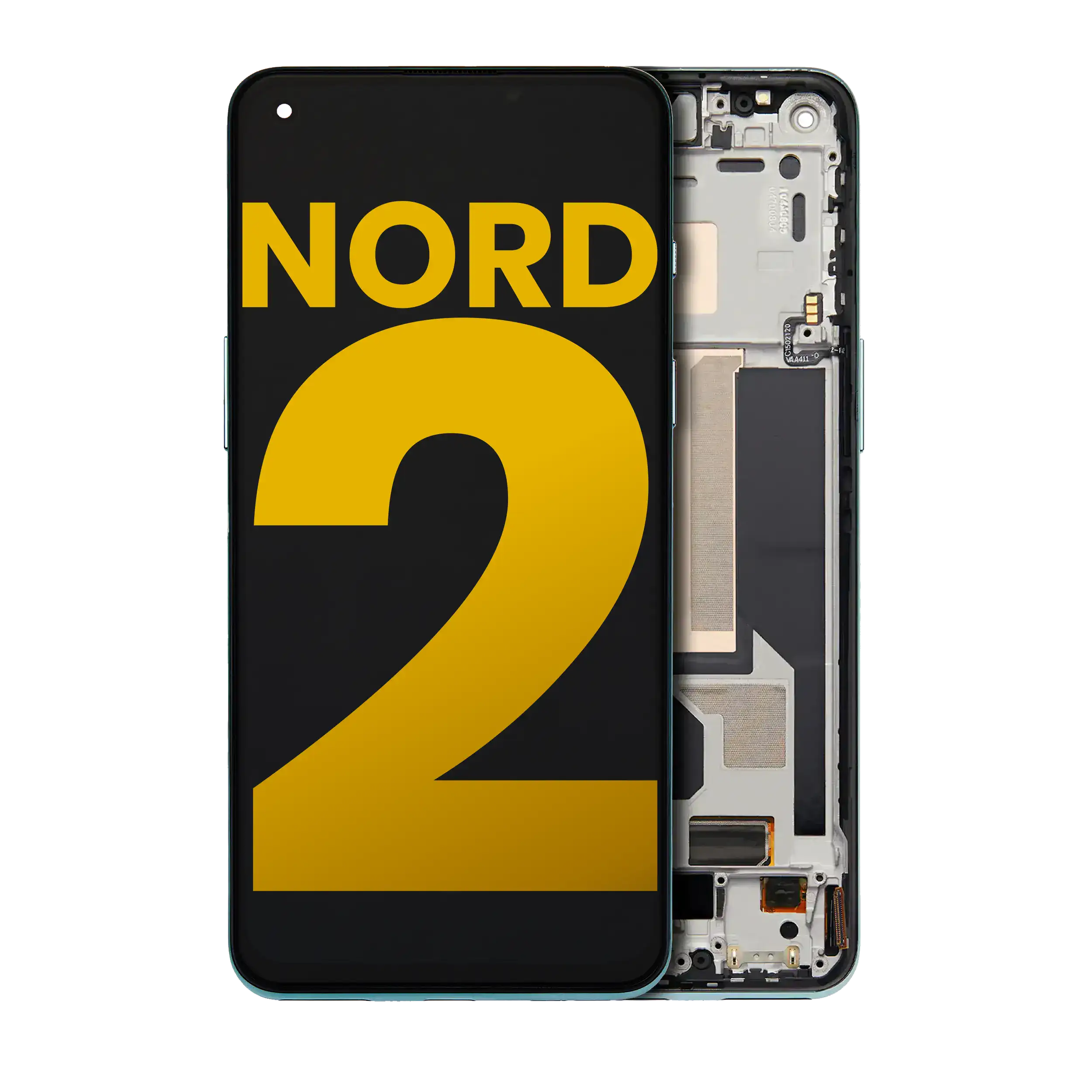 OLED Display with Frame for OnePlus Nord 2 5G (Refurbished) (Green Wood)