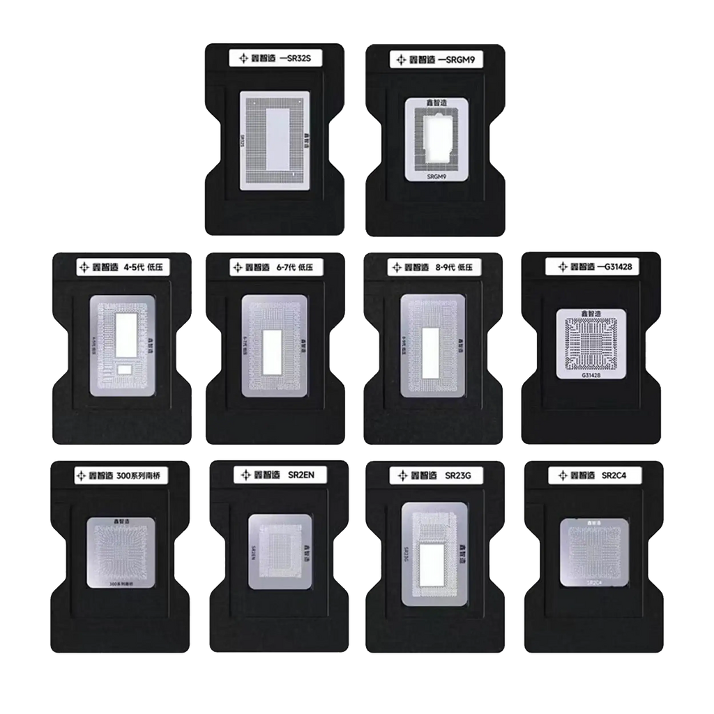 10-in-1 CPU BGA Reballing Stencil Platform Kit for MacBooks (SR40B / SR2EN / SR23G / SSR2C4 / G31428 / SRGM9 / SR32S)