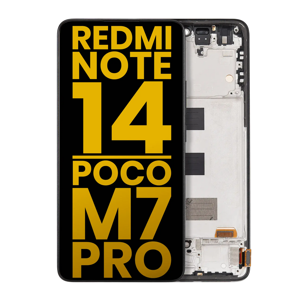 OLED-Display m. Rahmen Xiaomi Redmi Note 14 5G/Poco M7 Pro (Refurb) Schwarz