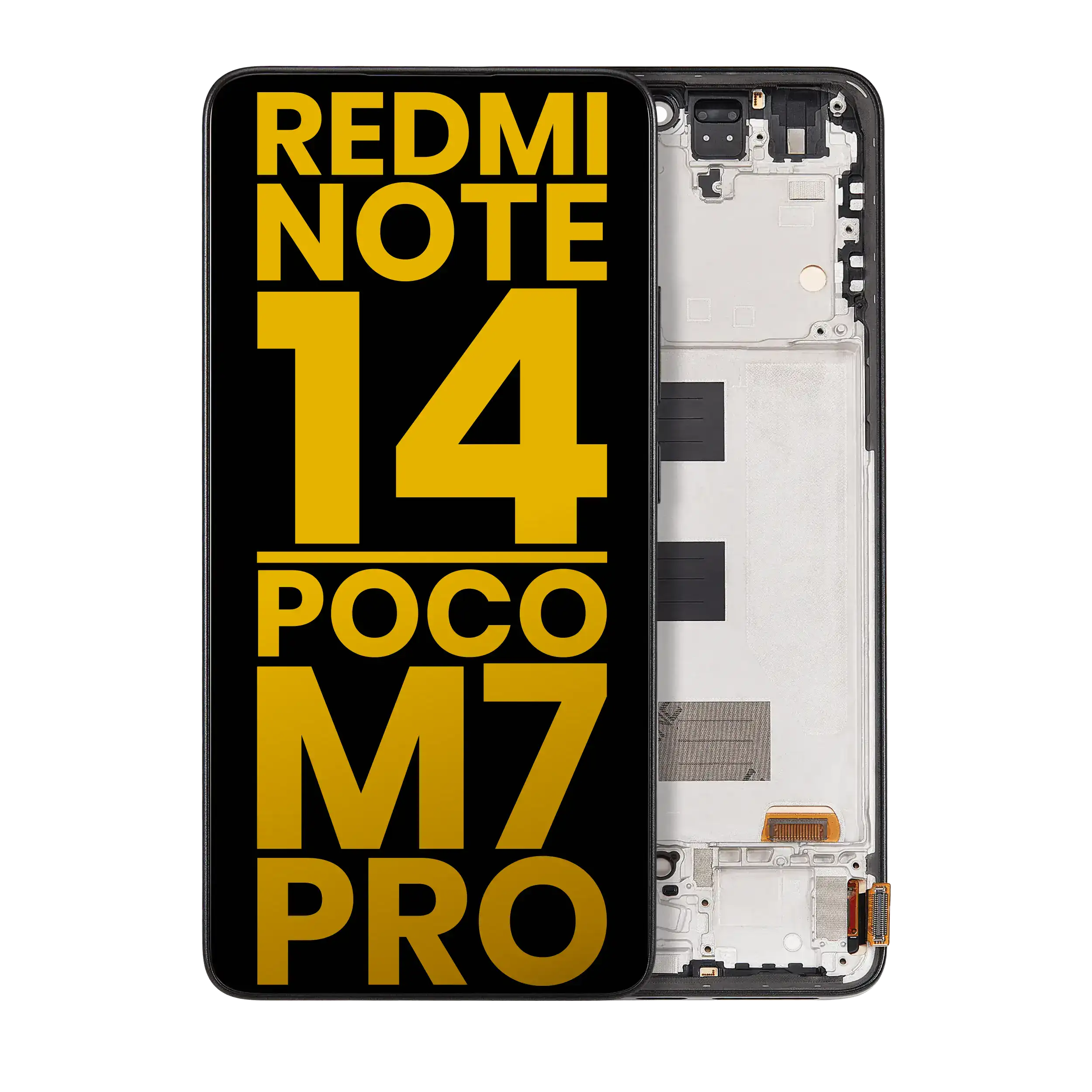 OLED-Display m. Rahmen Xiaomi Redmi Note 14 5G/Poco M7 Pro (Refurb) Schwarz