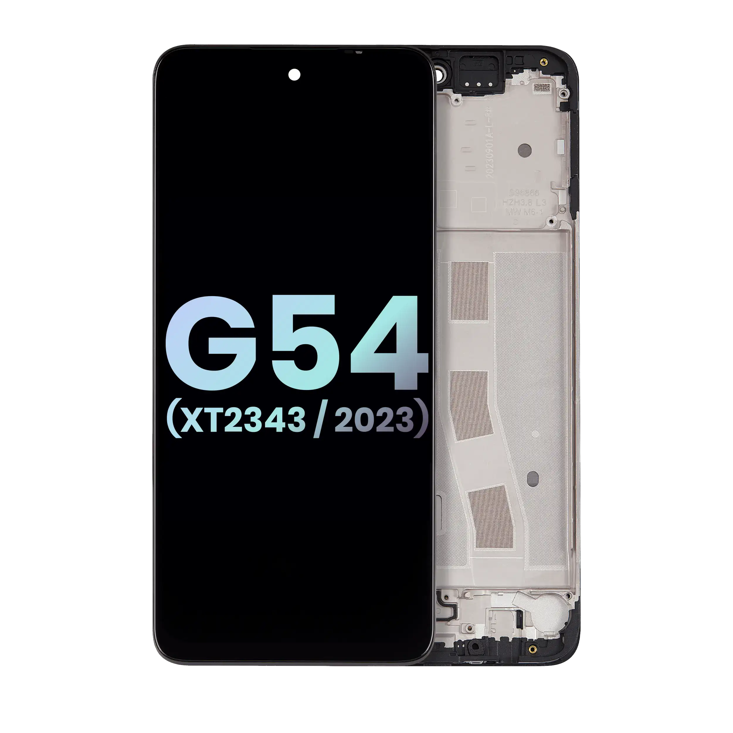LCD-Display mit Rahmen für Moto G54 (XT2343 / 2023) (Original OEM) (Schwarz)