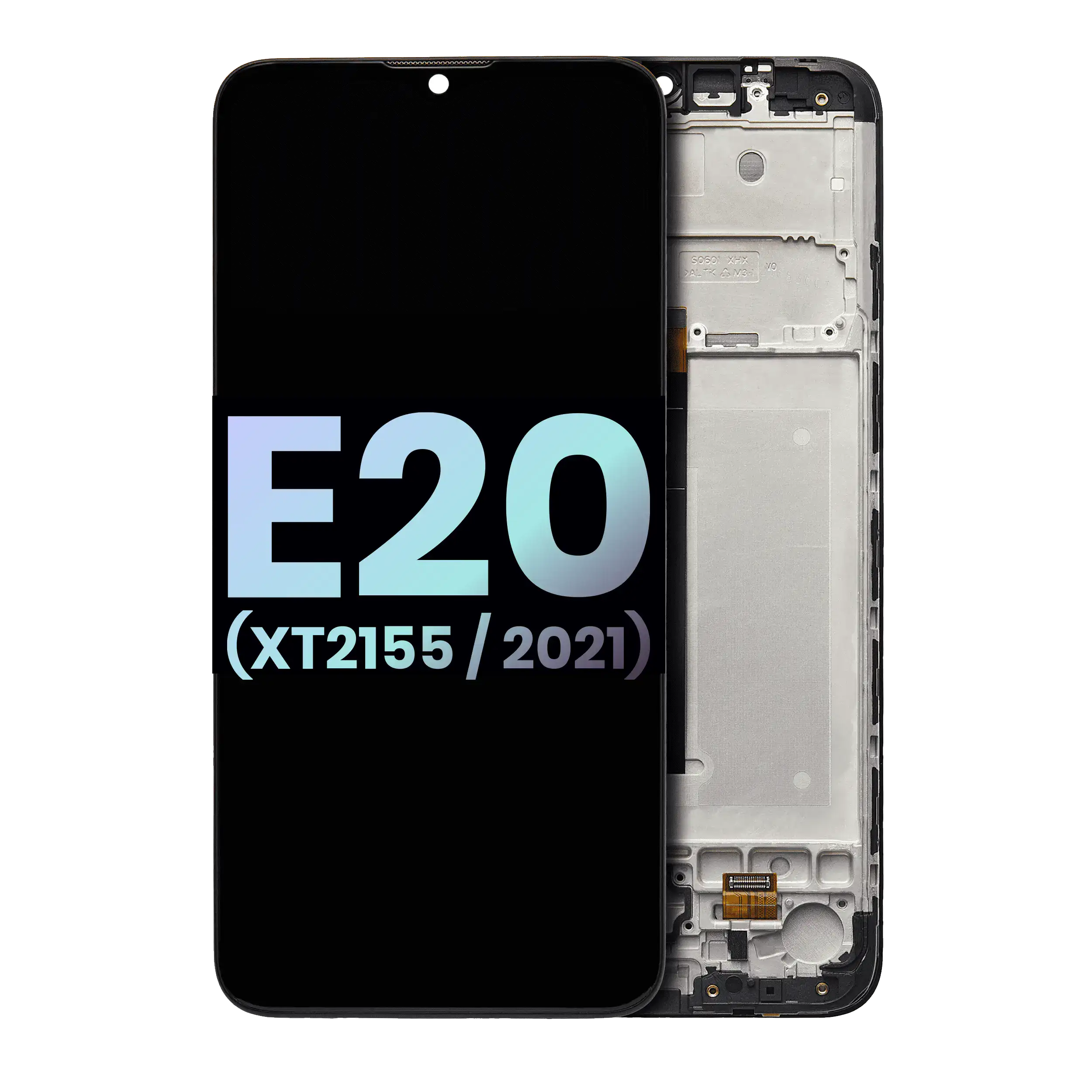 LCD-Komplettset mit Rahmen für Motorola Moto E20 (OEM, Schwarz)