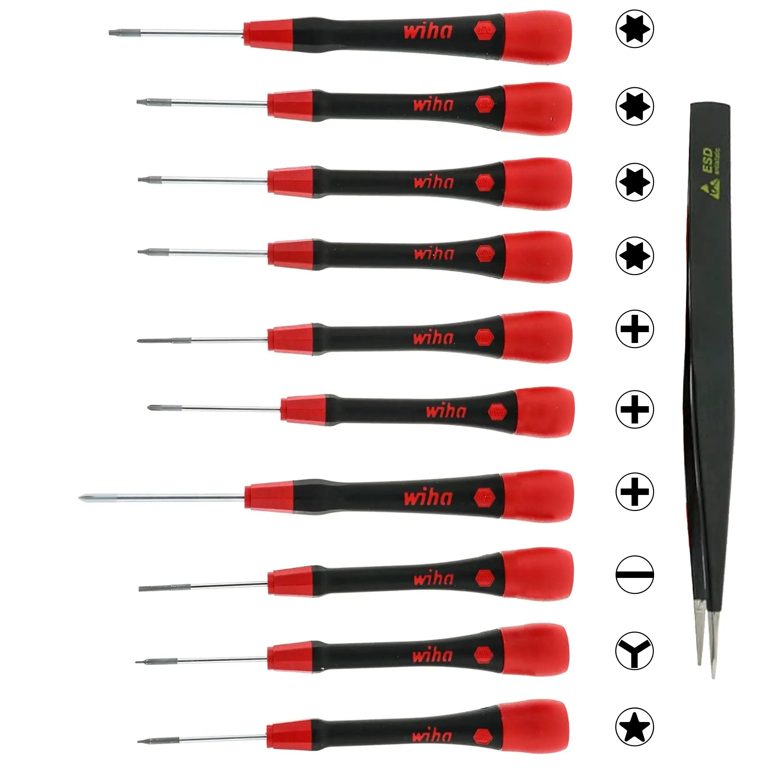 11-piece PicoFinish Precision Screwdriver and Tweezers Set for Smartphone Technicians (26198) (Wiha)