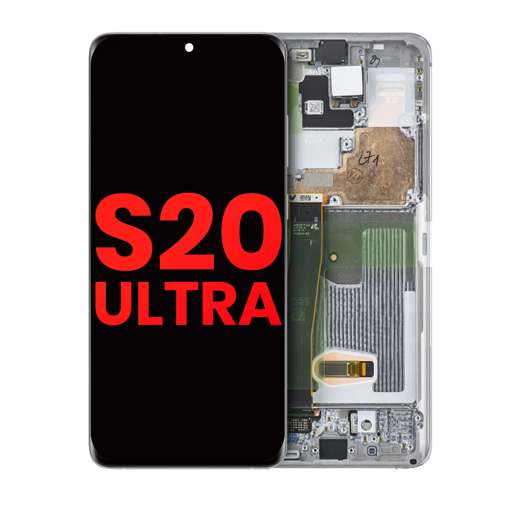 OLED-Display m. Rahmen f. Samsung S20 Ultra Cloud White Aftermarket+