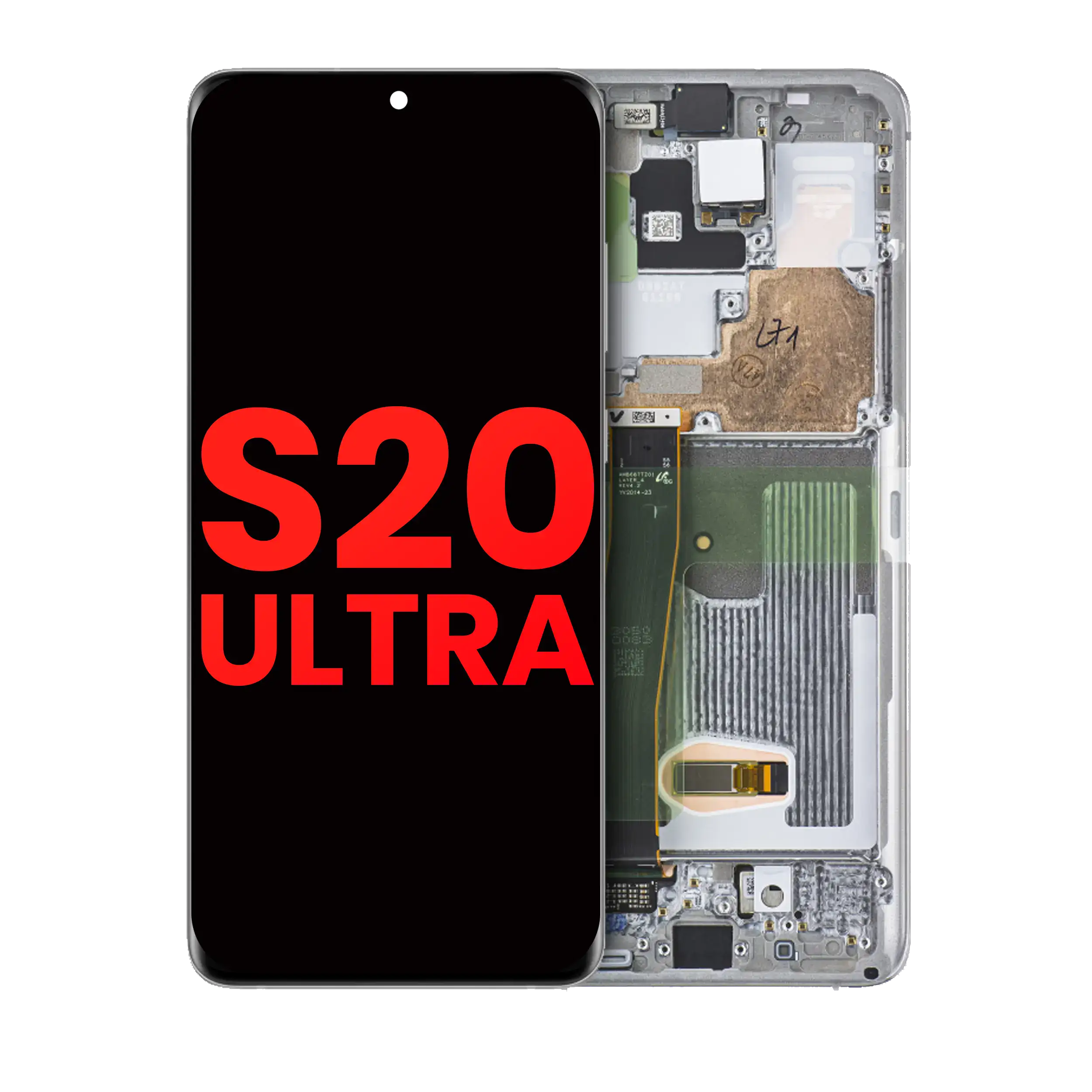 OLED-Display m. Rahmen f. Samsung S20 Ultra Cloud White Aftermarket+
