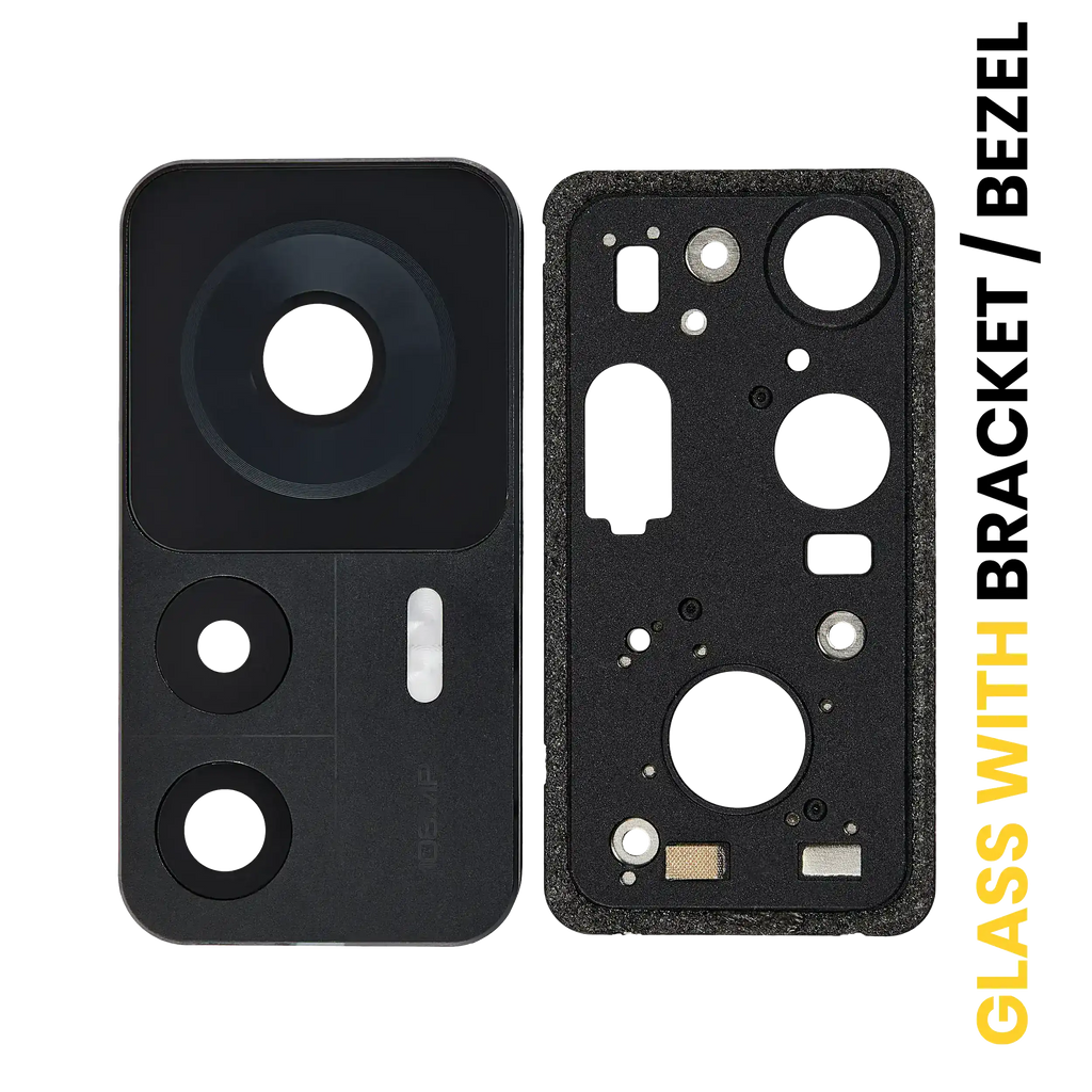 Camera Lens Rear with Holder/Frame for Xiaomi 12T (2-piece set) (Black)