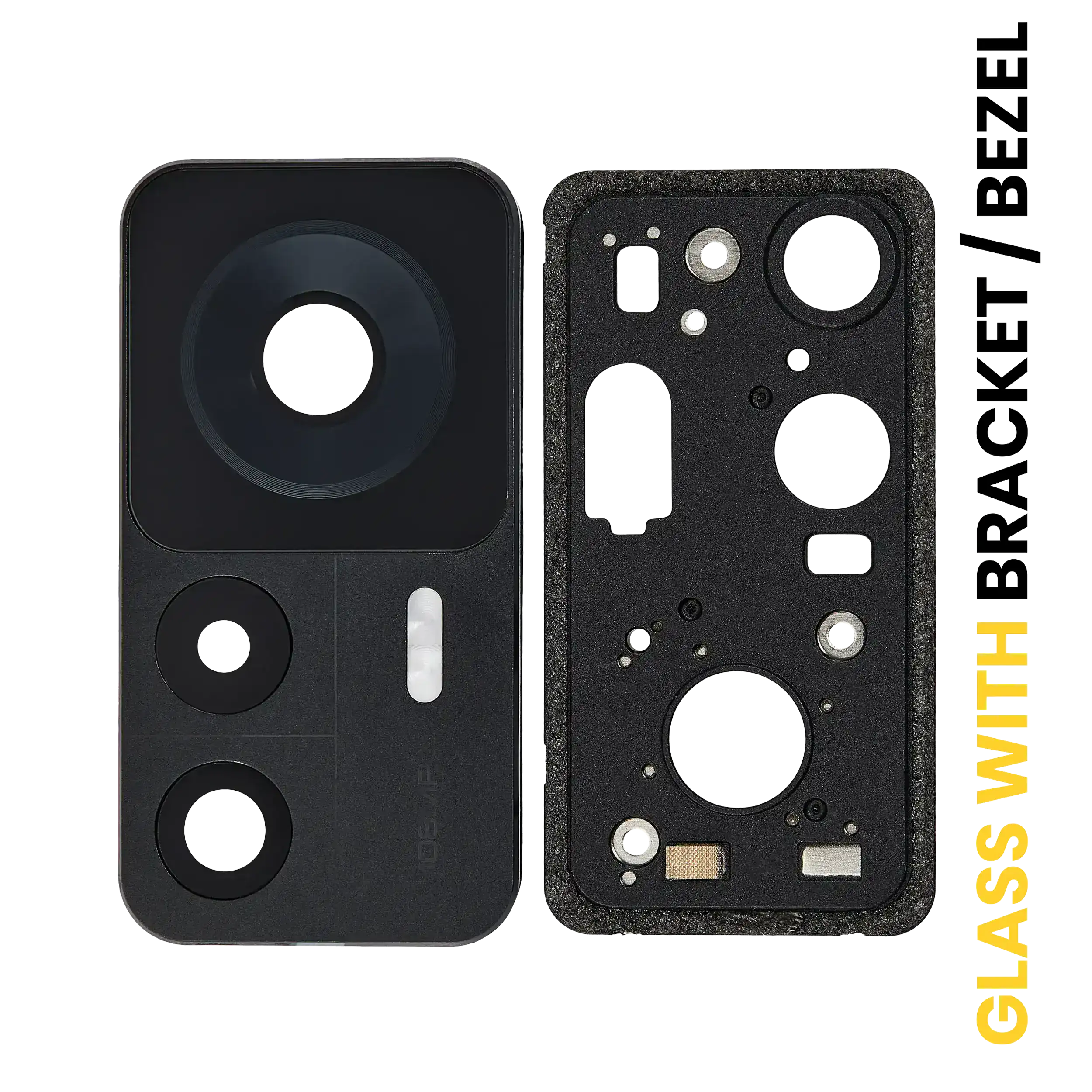 Camera Lens Rear with Holder/Frame for Xiaomi 12T (2-piece set) (Black)