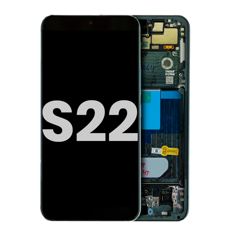 OLED-Display mit Rahmen für Samsung Galaxy S22 5G (gebrauchter OEM-Ausbau, Qualität B/C) (Phantom Green)