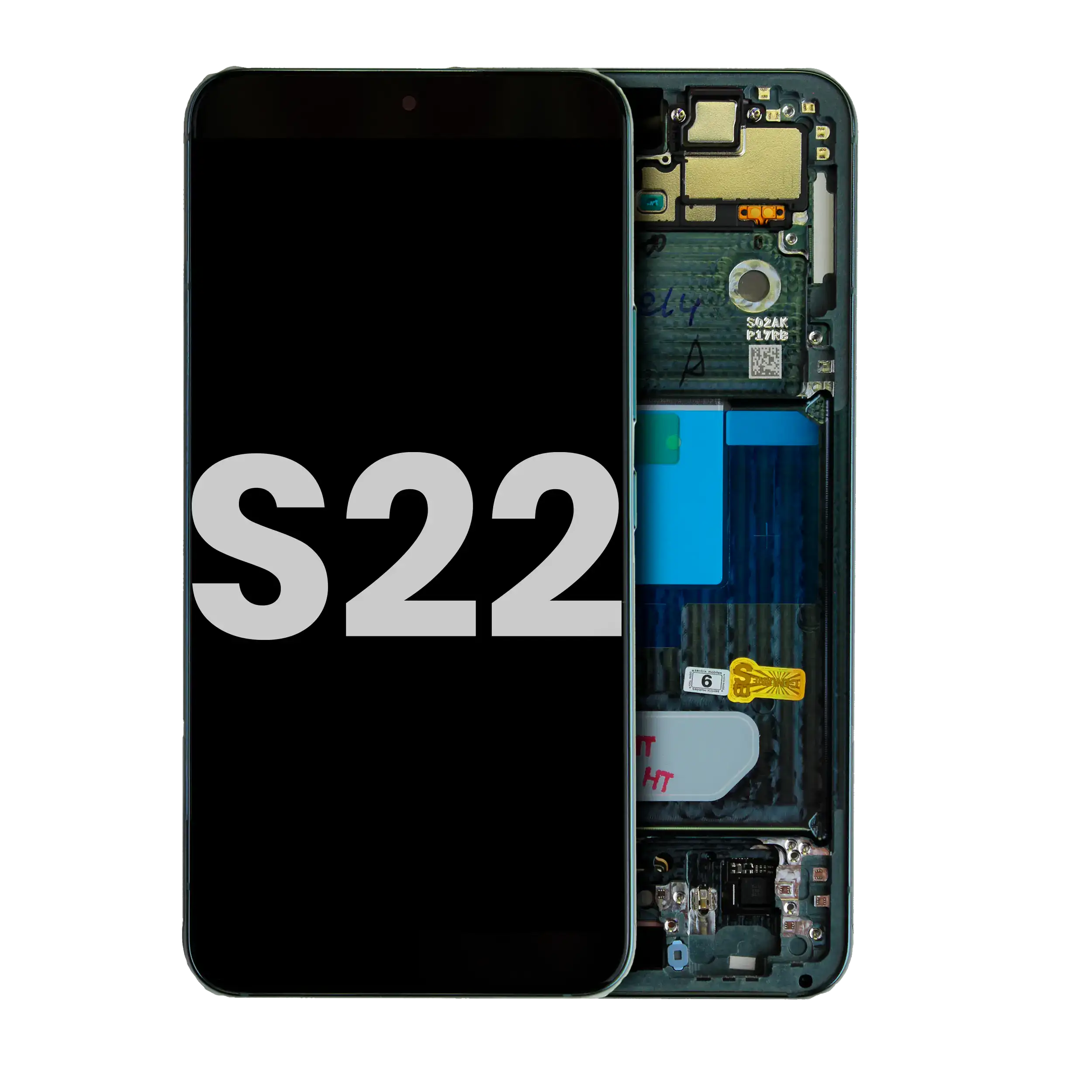 OLED-Display mit Rahmen für Samsung Galaxy S22 5G (gebrauchter OEM-Ausbau, Qualität B/C) (Phantom Green)