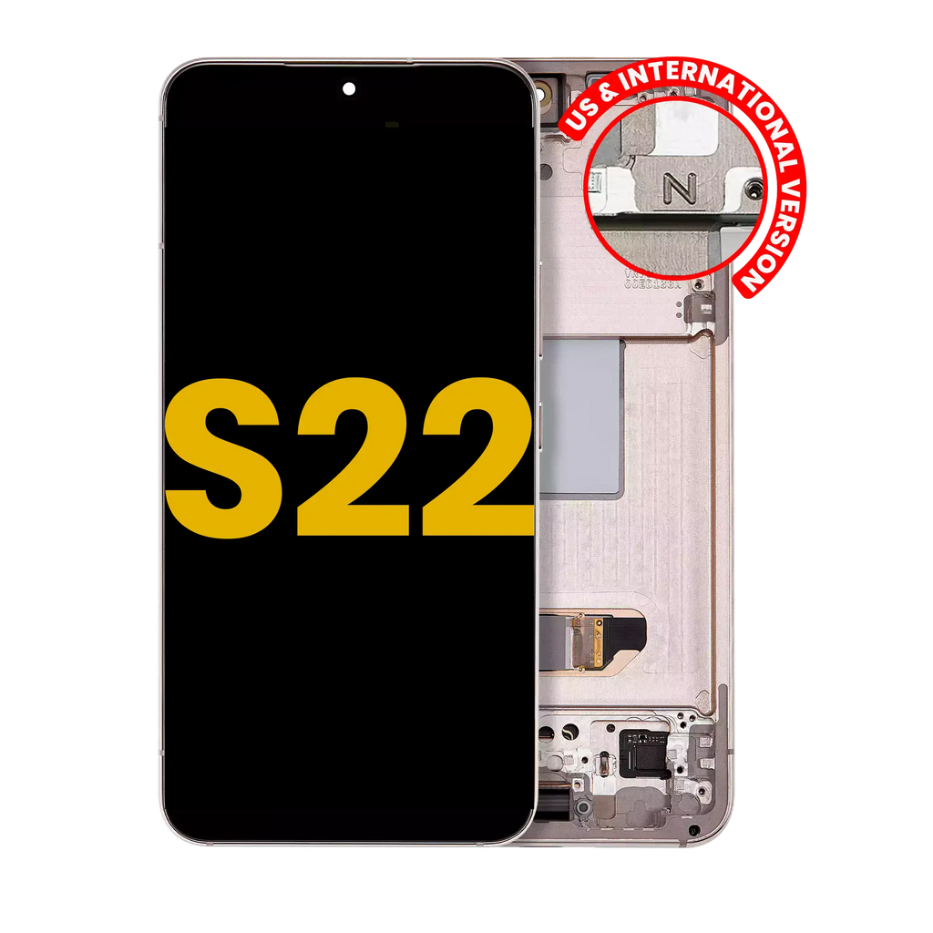 OLED Display with Frame for Samsung Galaxy S22 5G (US & International Version) (Refurbished) (Pink Gold)