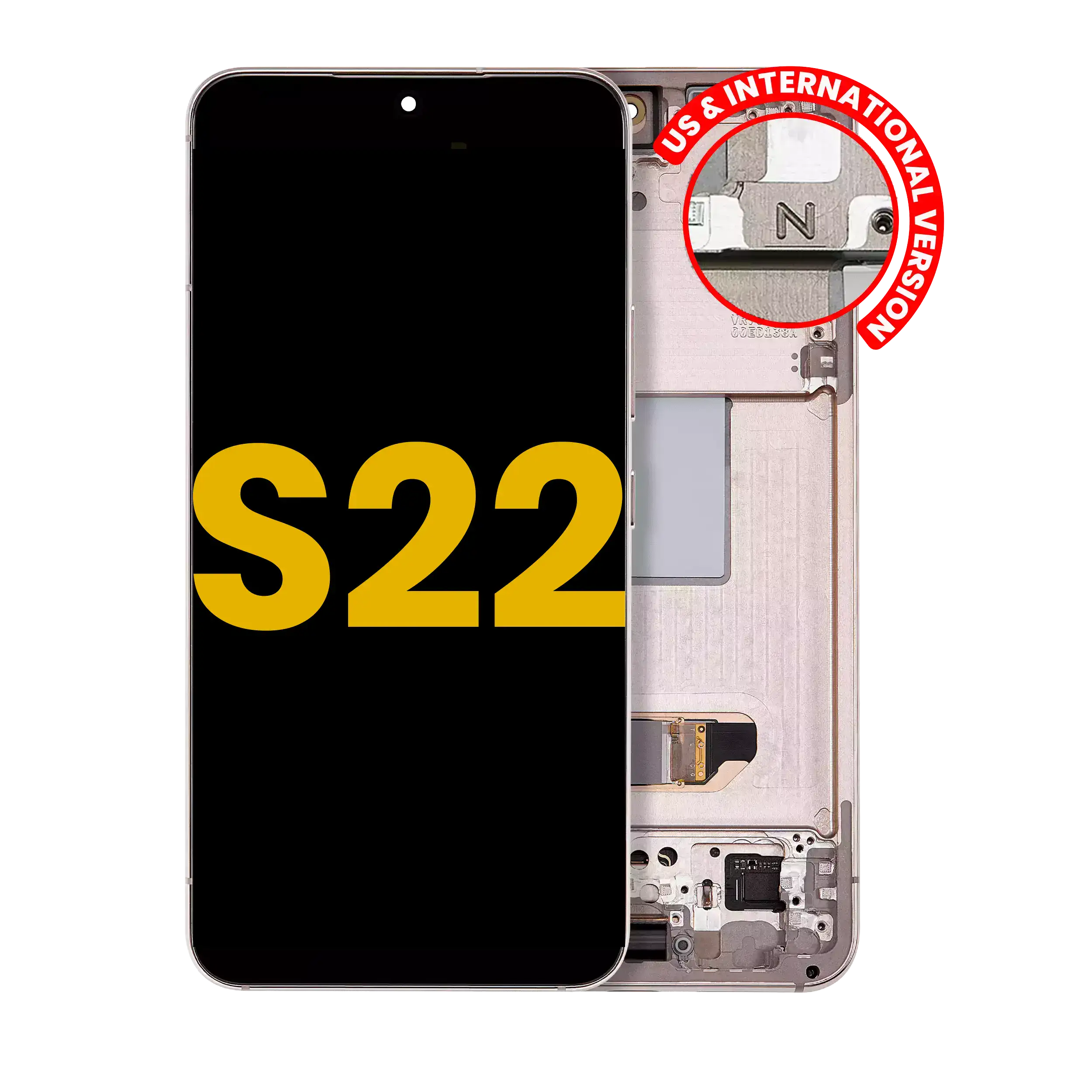 Refurbished OLED-Display mit Rahmen für Samsung Galaxy S22 Pink Gold