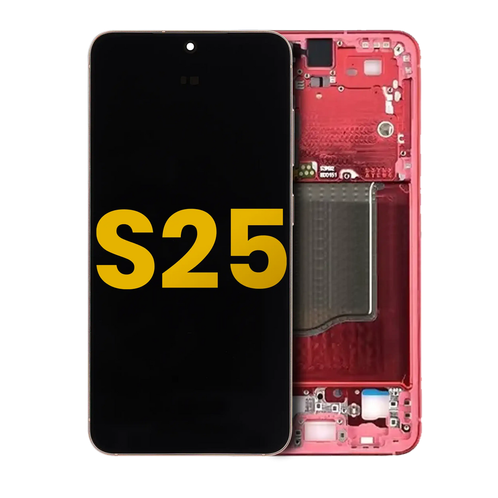 OLED Display with Frame for Samsung Galaxy S25 5G (US & International) (Refurbished) (Coral Red)
