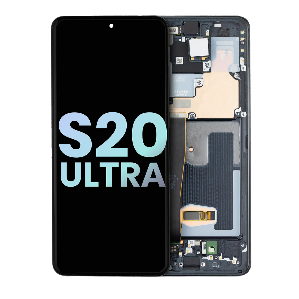OLED-Display mit Rahmen für Samsung Galaxy S20 Ultra Service Pack Cosmic Black