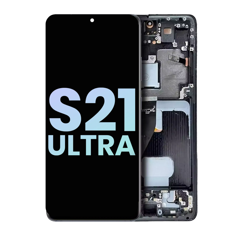 OLED-Display mit Rahmen für Samsung Galaxy S21 Ultra 5G (Svc Pack) (Phantom Navy