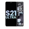 OLED-Display mit Rahmen für Samsung Galaxy S21 Ultra 5G (Svc Pack) (Phantom Navy