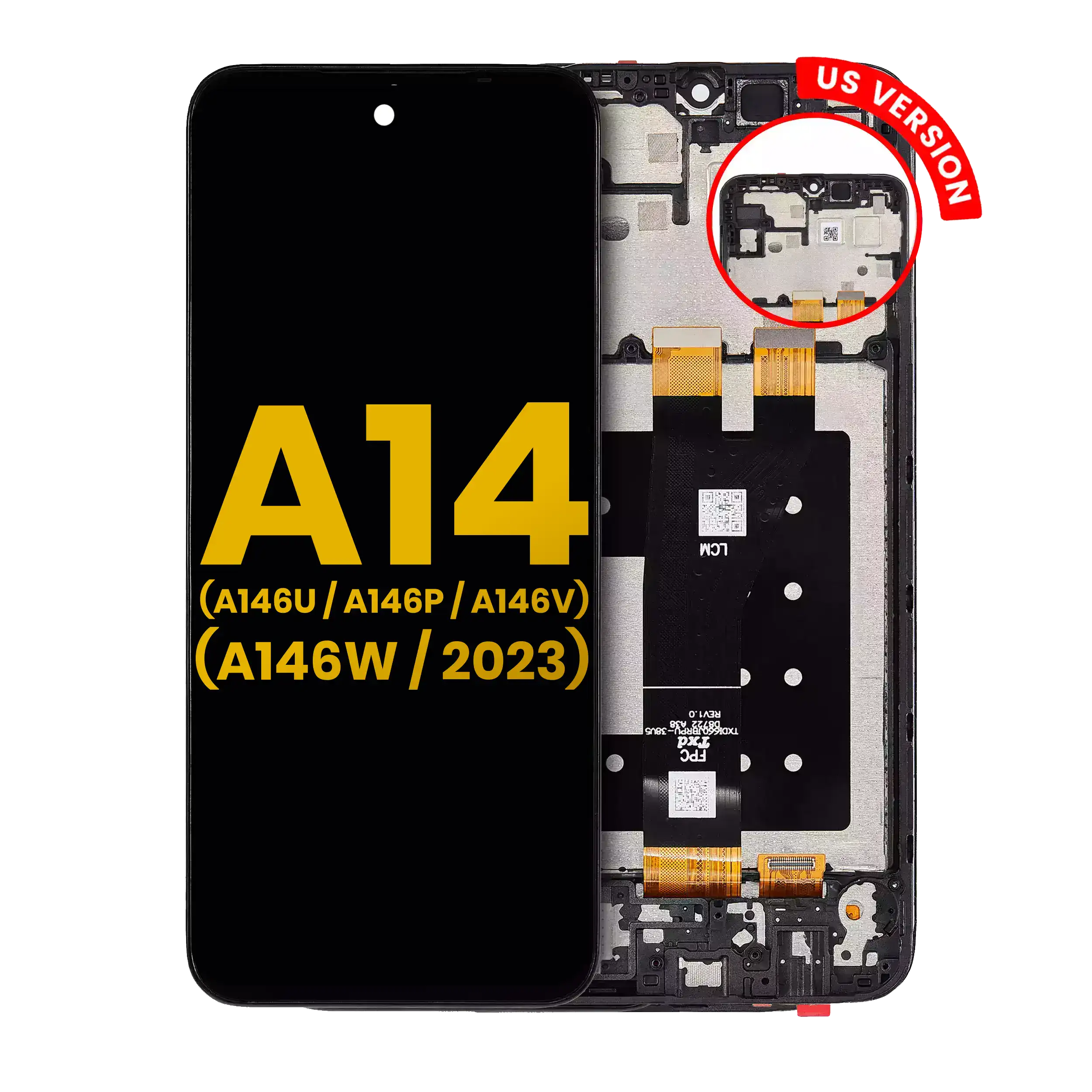 LCD-Display m. Rahmen Samsung A14 5G US generalüberholt alle Farben