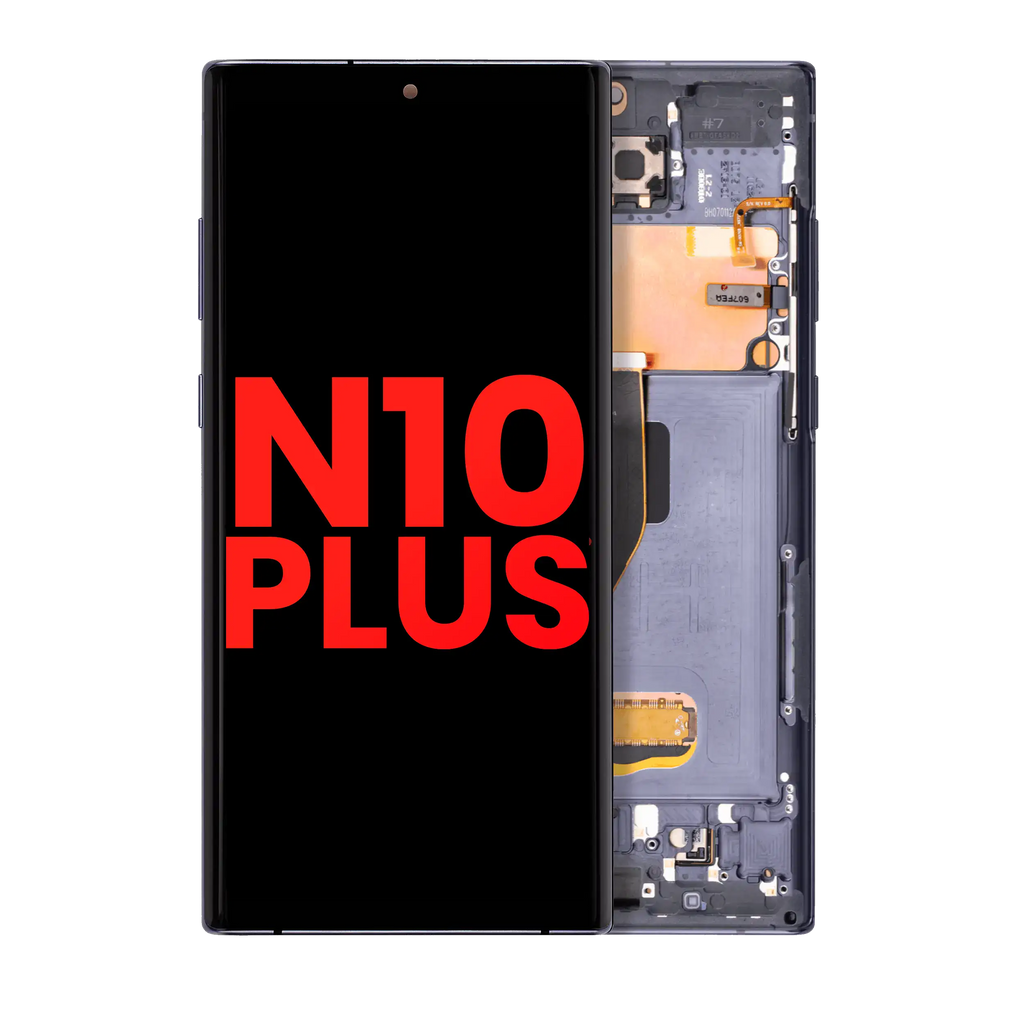 OLED-Display mit Rahmen für Samsung Galaxy Note 10 Plus / 5G (Aftermarket Plus) (Aura Black)