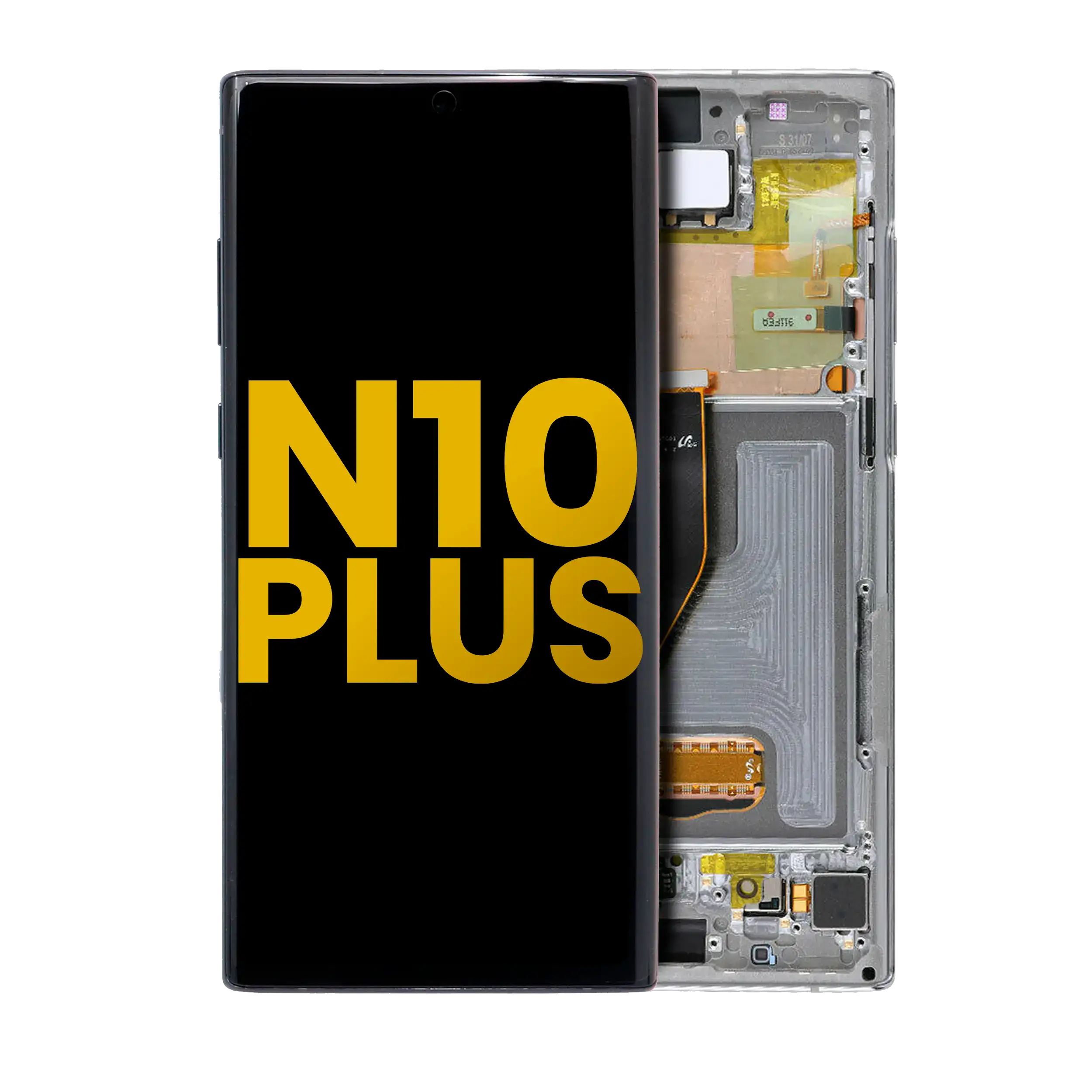 OLED Display with Frame for Samsung Galaxy Note 10 Plus / 5G (Refurbished) (Aura Glow / Silver)