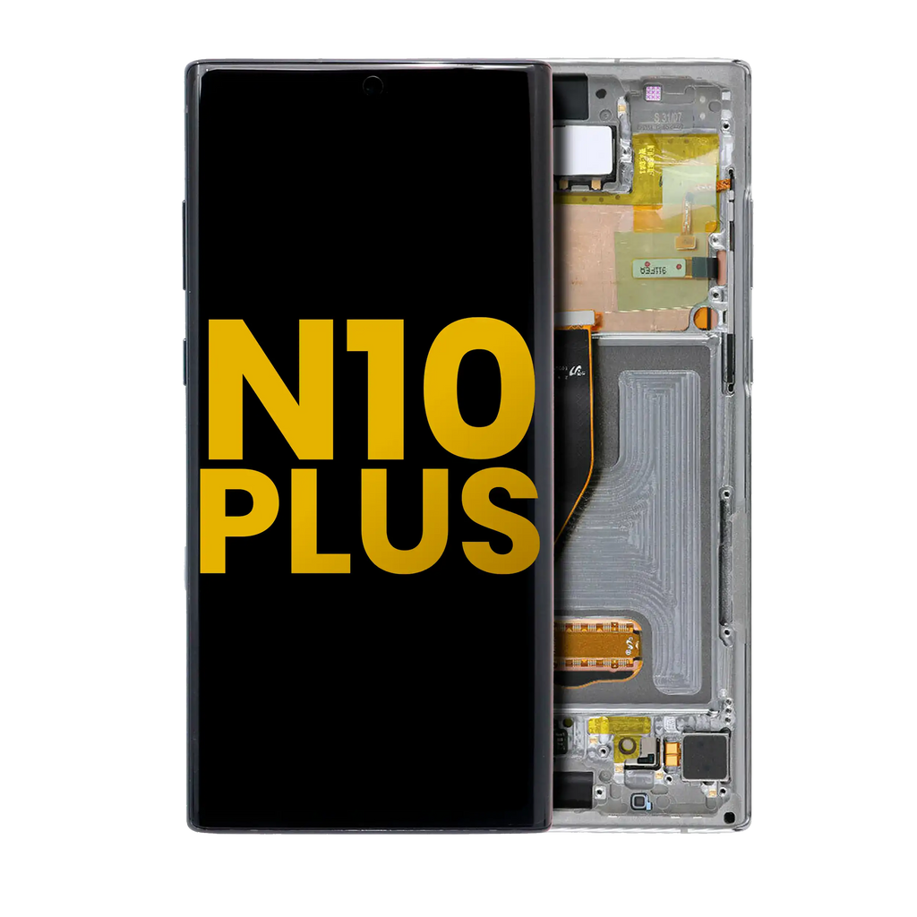 OLED Display with Frame for Samsung Galaxy Note 10 Plus / 5G (Refurbished) (Aura Glow / Silver)