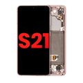 OLED-Display mit Rahmen für Samsung Galaxy S21 Phantom Pink (Aftermarket Plus)