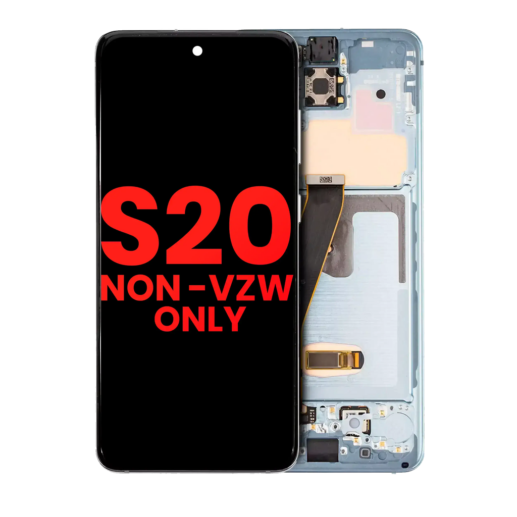 OLED-Display mit Rahmen für Samsung Galaxy S20 5G (Non-Verizon 5G UW Frame) (Aftermarket Plus) (Cloud Blue)
