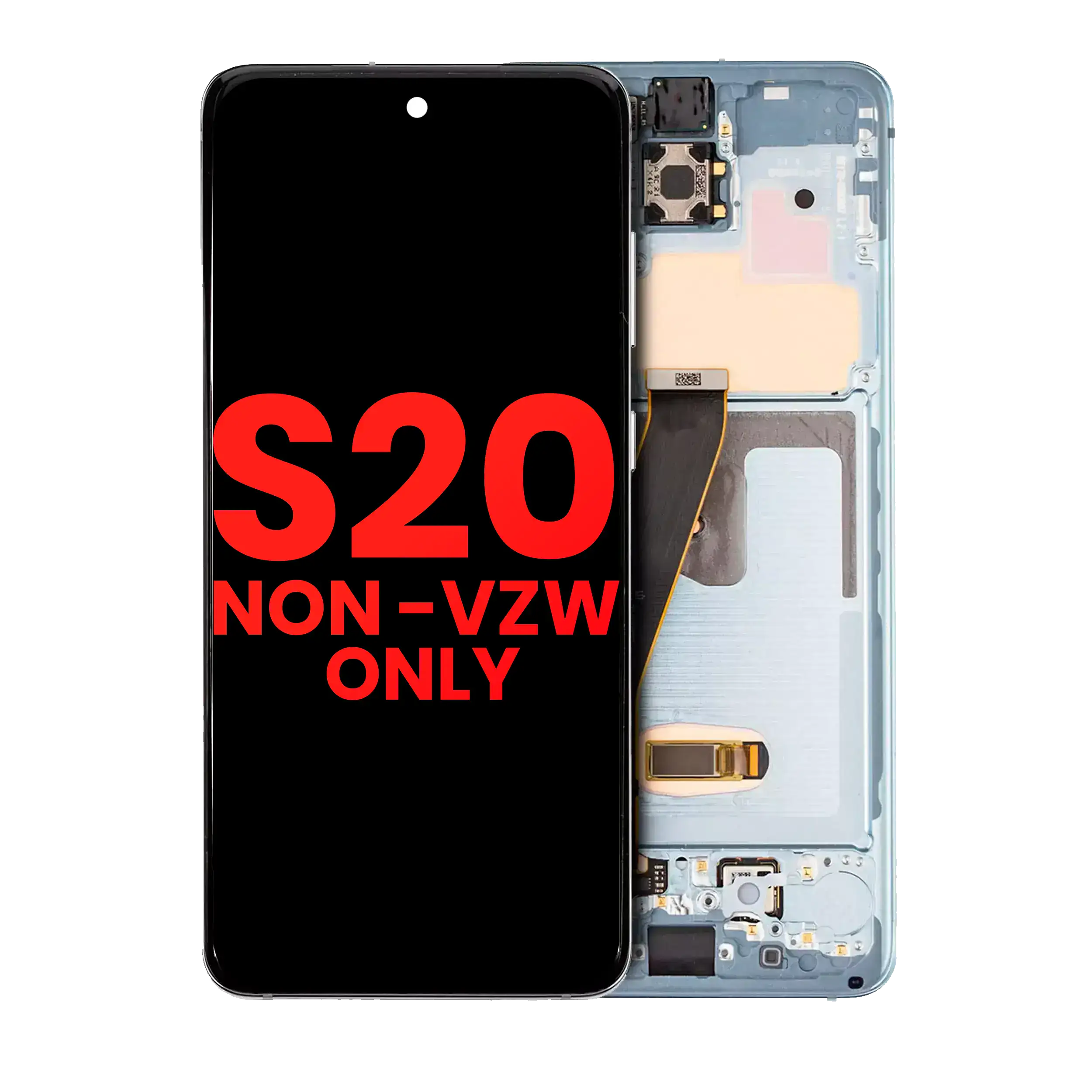 OLED-Display mit Rahmen für Samsung Galaxy S20 5G (Non-Verizon 5G UW Frame) (Aftermarket Plus) (Cloud Blue)