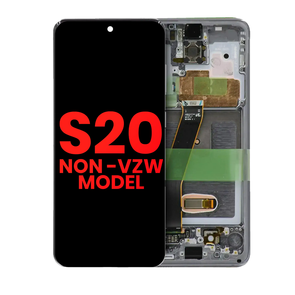 OLED-Display mit Rahmen für Samsung Galaxy S20 5G (Non-Verizon 5G UW Frame) (Aftermarket Plus) (Cosmic Gray)