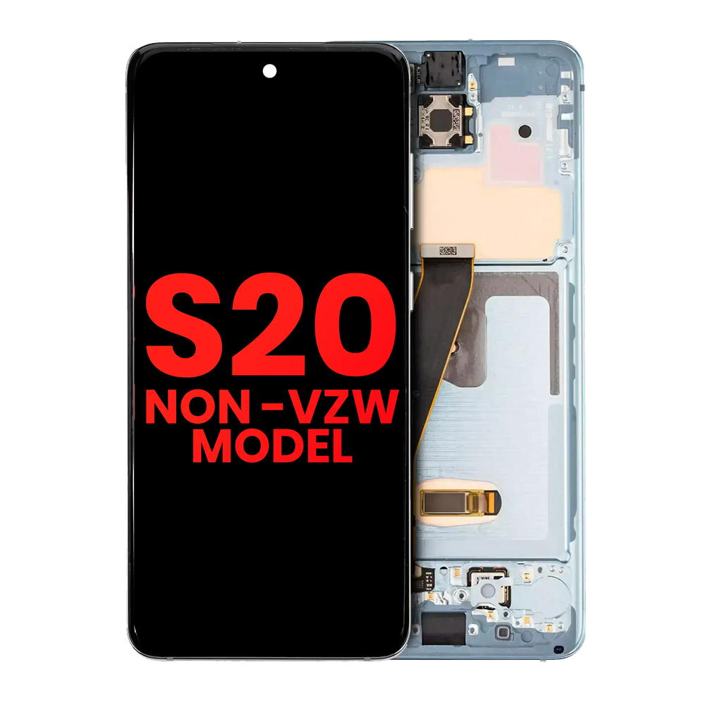 OLED-Display mit Rahmen für Samsung Galaxy S20 5G (Non-Verizon 5G UW Frame) (Aftermarket Plus) (Cloud Blue)