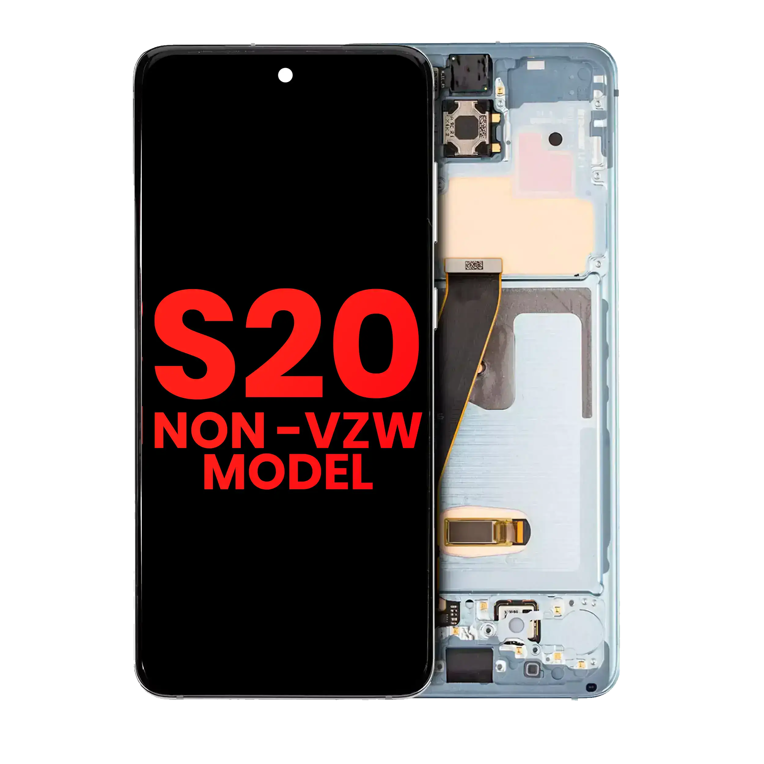 OLED-Display mit Rahmen für Samsung Galaxy S20 5G (Non-Verizon 5G UW Frame) (Aftermarket Plus) (Cloud Blue)