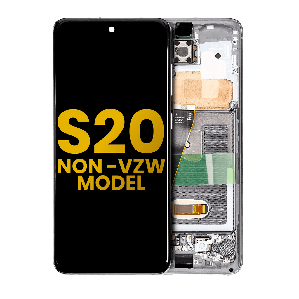 OLED Display with Frame for Samsung Galaxy S20 5G (Non-Verizon 5G UW Frame) (Refurbished) (Cloud White)