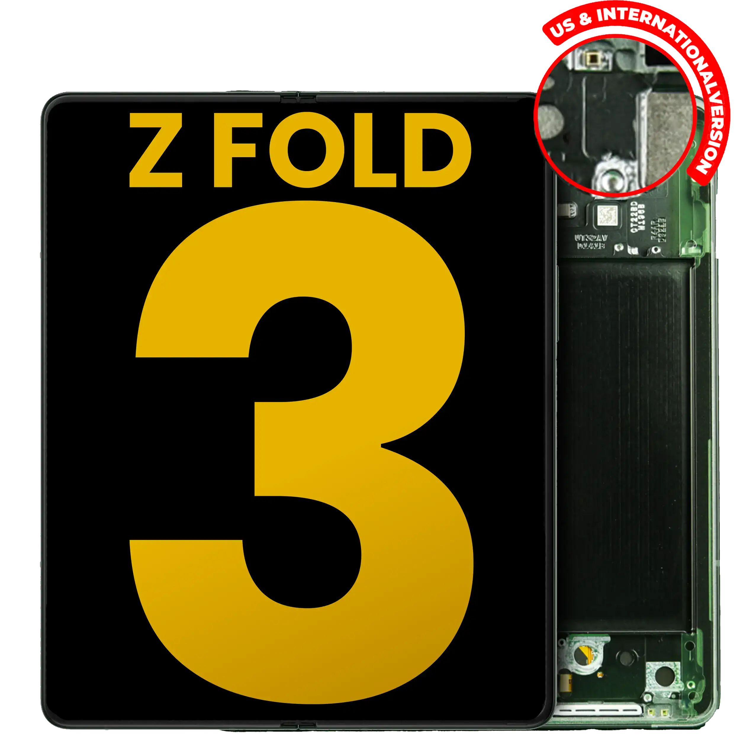 Innere OLED-Display mit Rahmen Samsung Galaxy Z Fold 3 Refurbished Phantom Green
