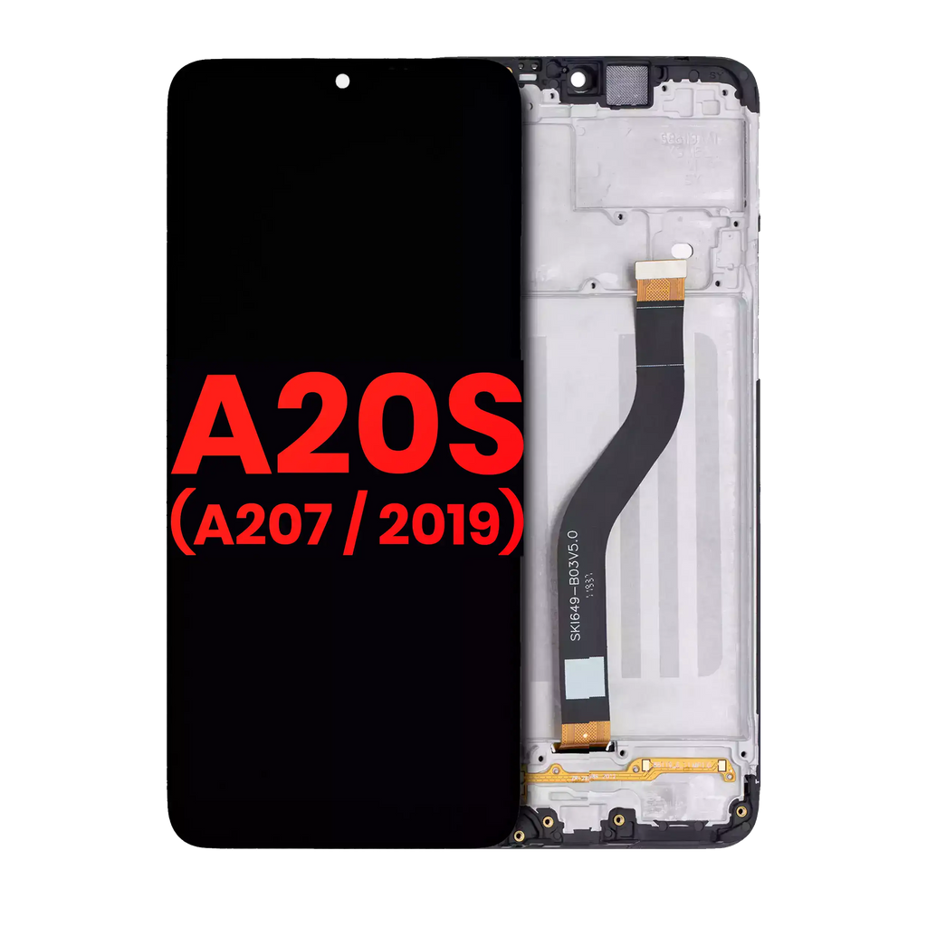 LCD-Display mit Rahmen für Samsung Galaxy A20s (A207 / 2019) (Aftermarket Plus)