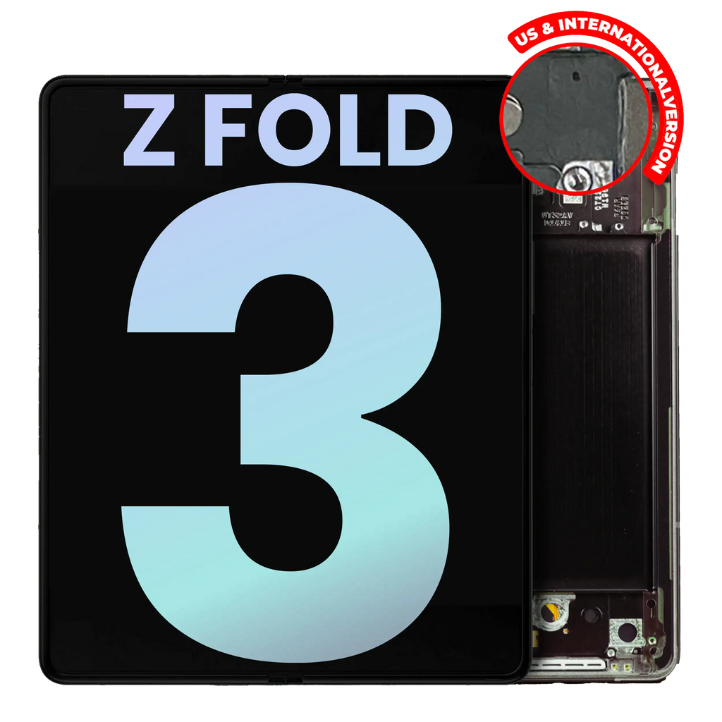 Inner OLED Display with Frame for Samsung Galaxy Z Fold 3 5G (US & International) (Service Pack) (Phantom Black)