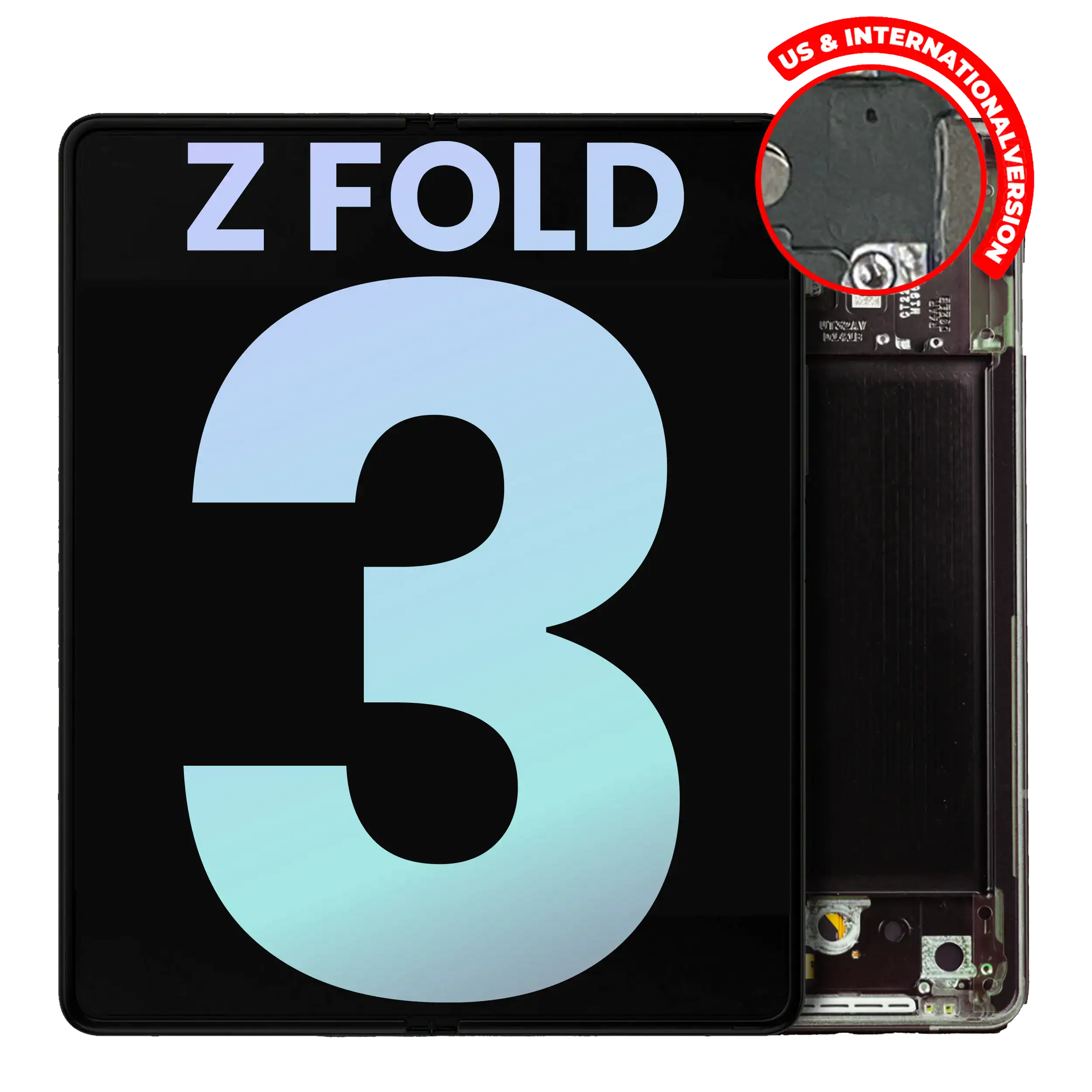 Inner OLED Display with Frame for Samsung Galaxy Z Fold 3 5G (US & International) (Service Pack) (Phantom Black)