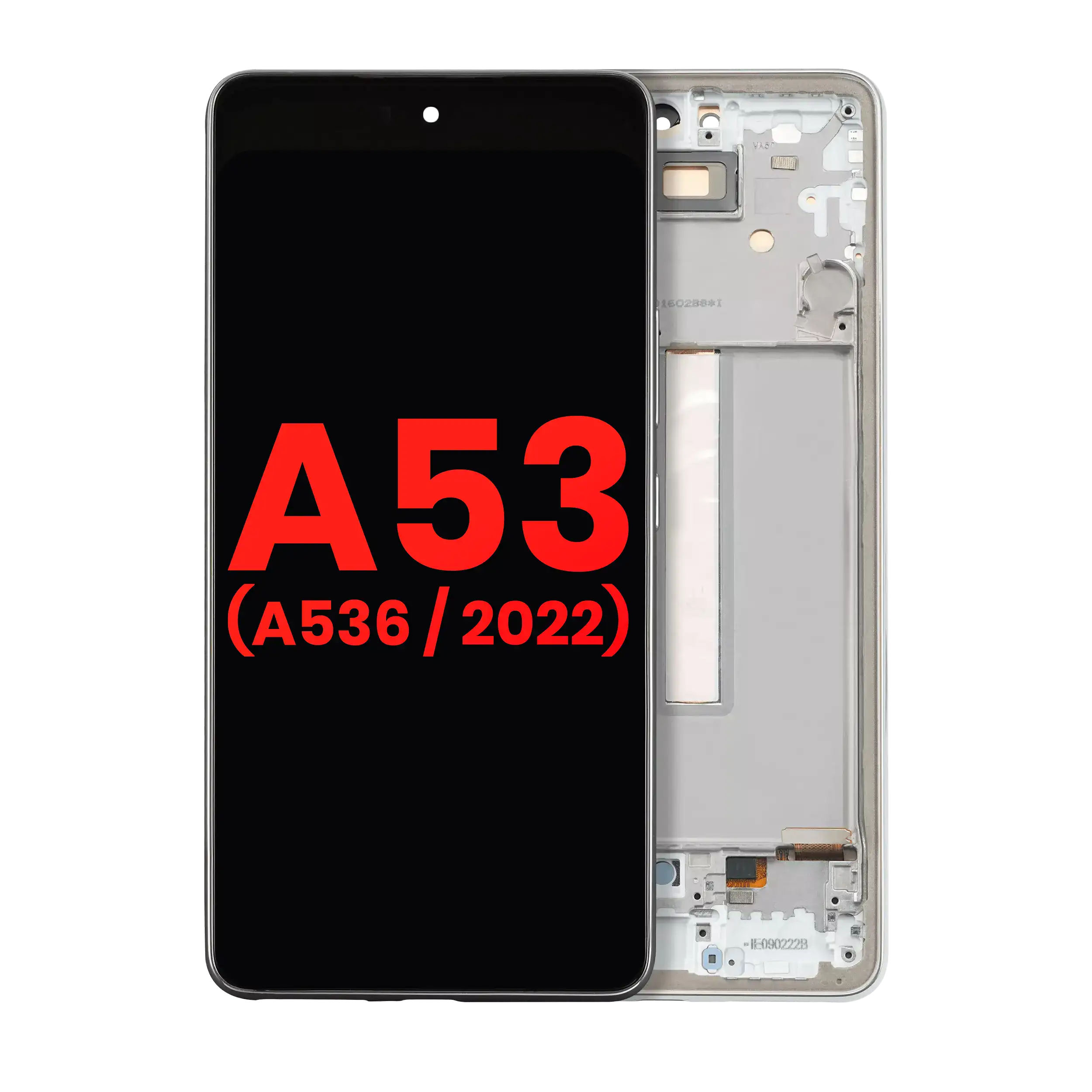 OLED-Display mit Rahmen für Samsung Galaxy A53 5G, Weiß, Aftermarket Plus