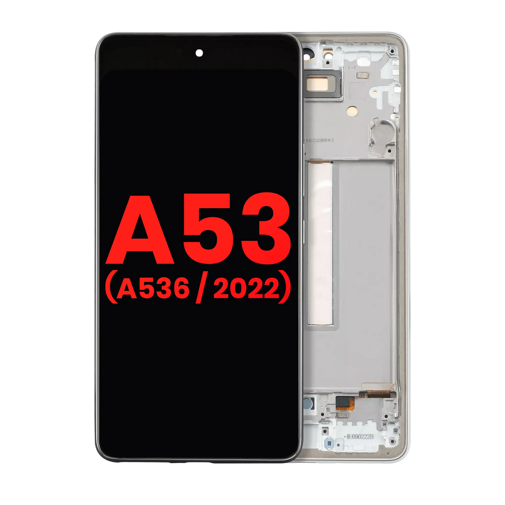 OLED-Display mit Rahmen für Samsung Galaxy A53 5G, Weiß, Aftermarket Plus